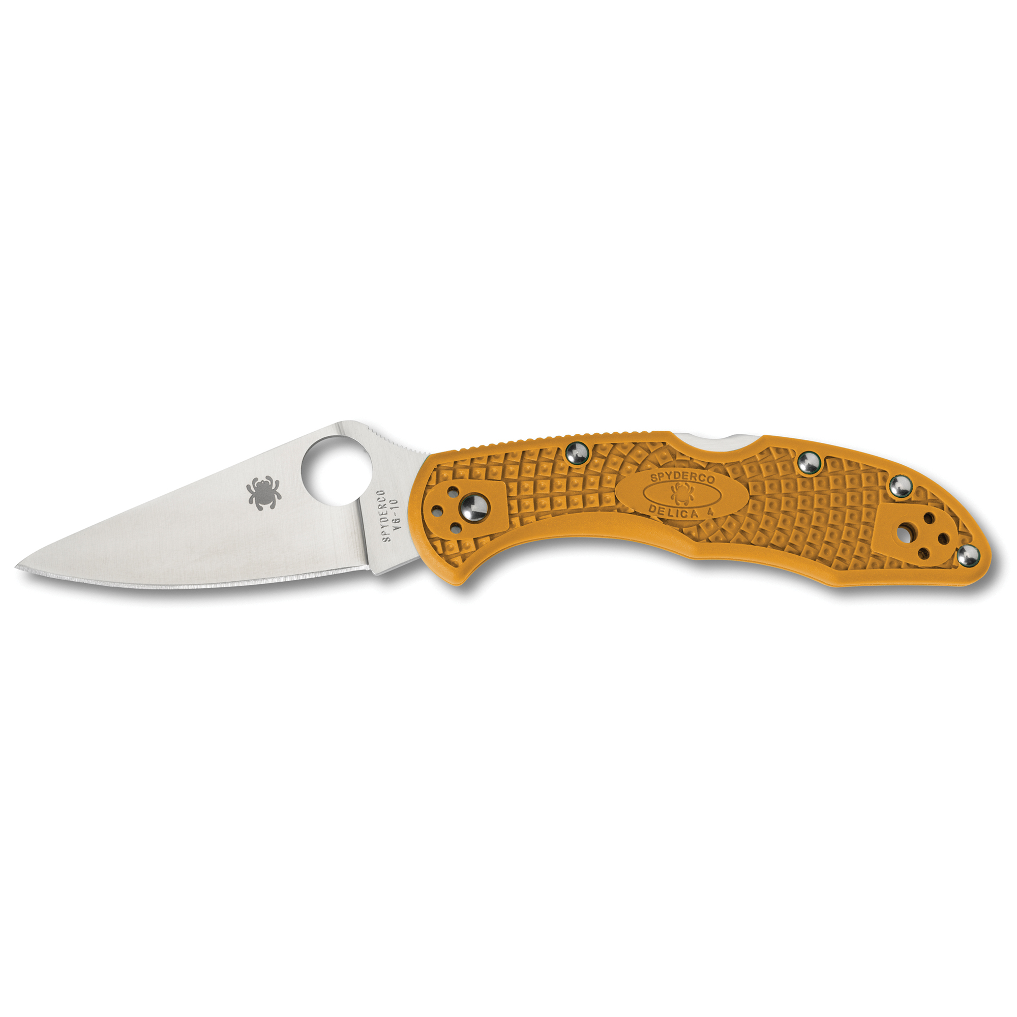 Spyderco C11FPOR Delica 4 Lightweight 2.88" Folding Plain Satin VG-10 SS Blade/Orange Bi-Directional Texturing FRN Handle Includes Pocket Clip