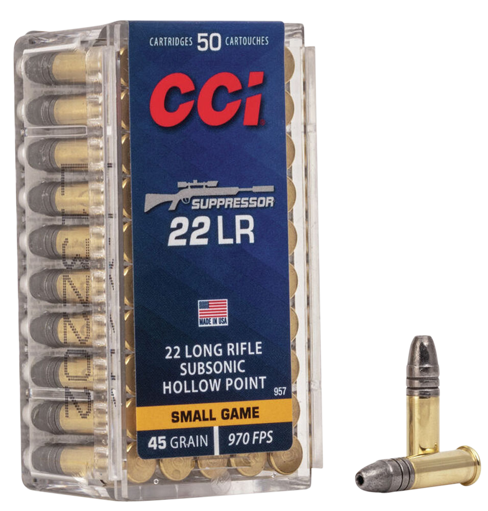 CCI Suppressor Subsonic Hp 22 Long Rifle Lead Hollow Point 45 Grain 50 Rounds