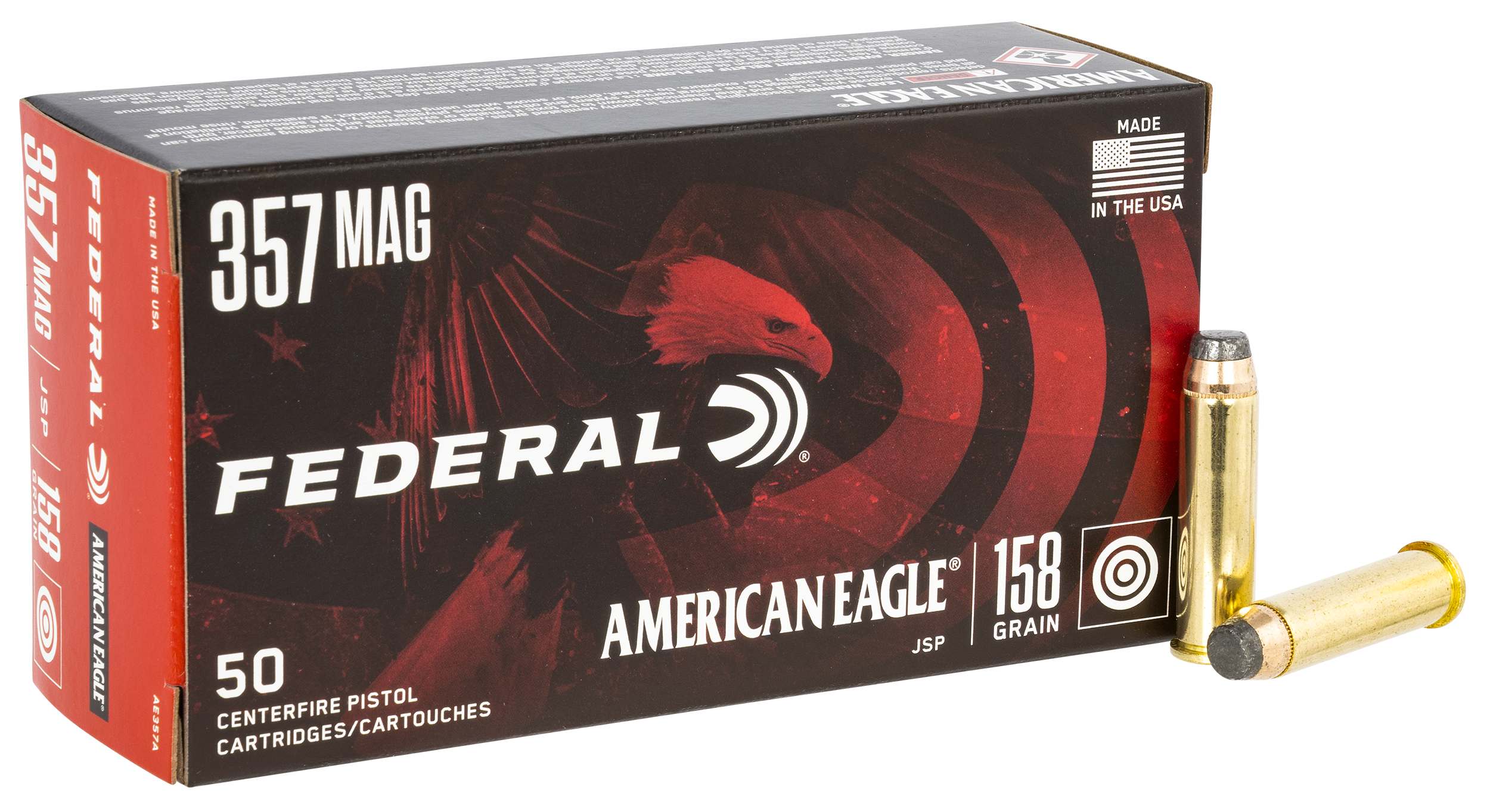 Federal American Eagle, 357 Magnum, Jacketed Soft Point, 158 Grain, 50 Rounds