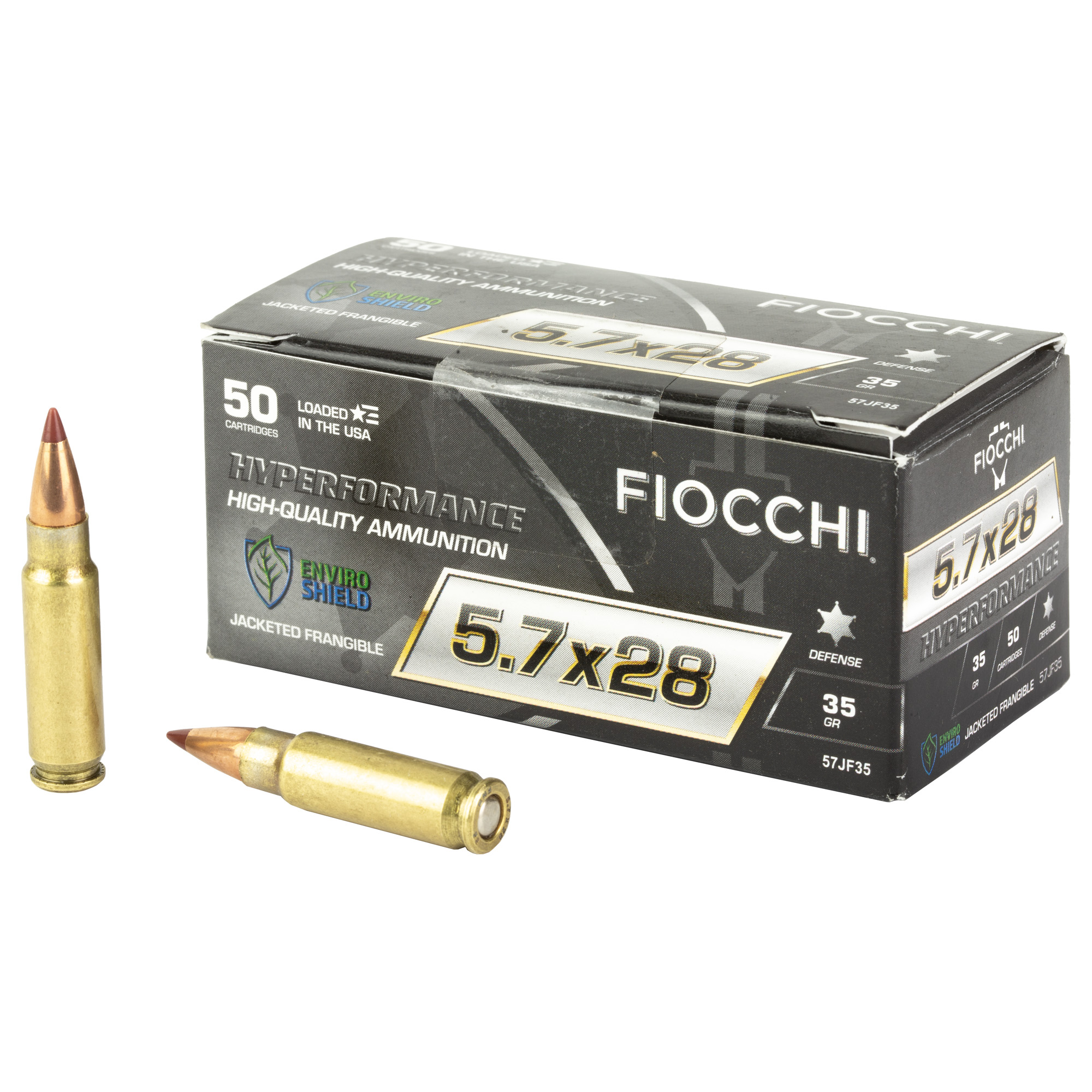 Fiocchi Hyperformance Defense 5.7x28mm Jacketed Frangible 35 Grain 50 Rounds