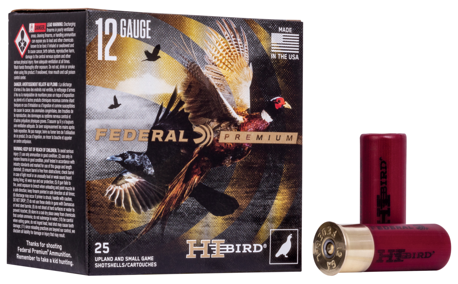 Federal, Hi-Bird Game Load, 12 Gauge, Lead Shot, 1 1/8 oz, 25 Rounds