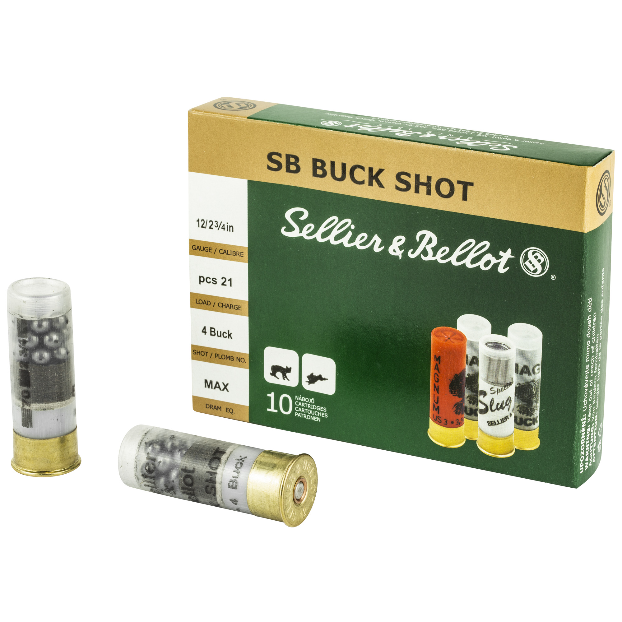 Sellier and Bellot SB12BSH Hunting 12 Gauge Buckshot 1 1/8 oz 10 Rounds