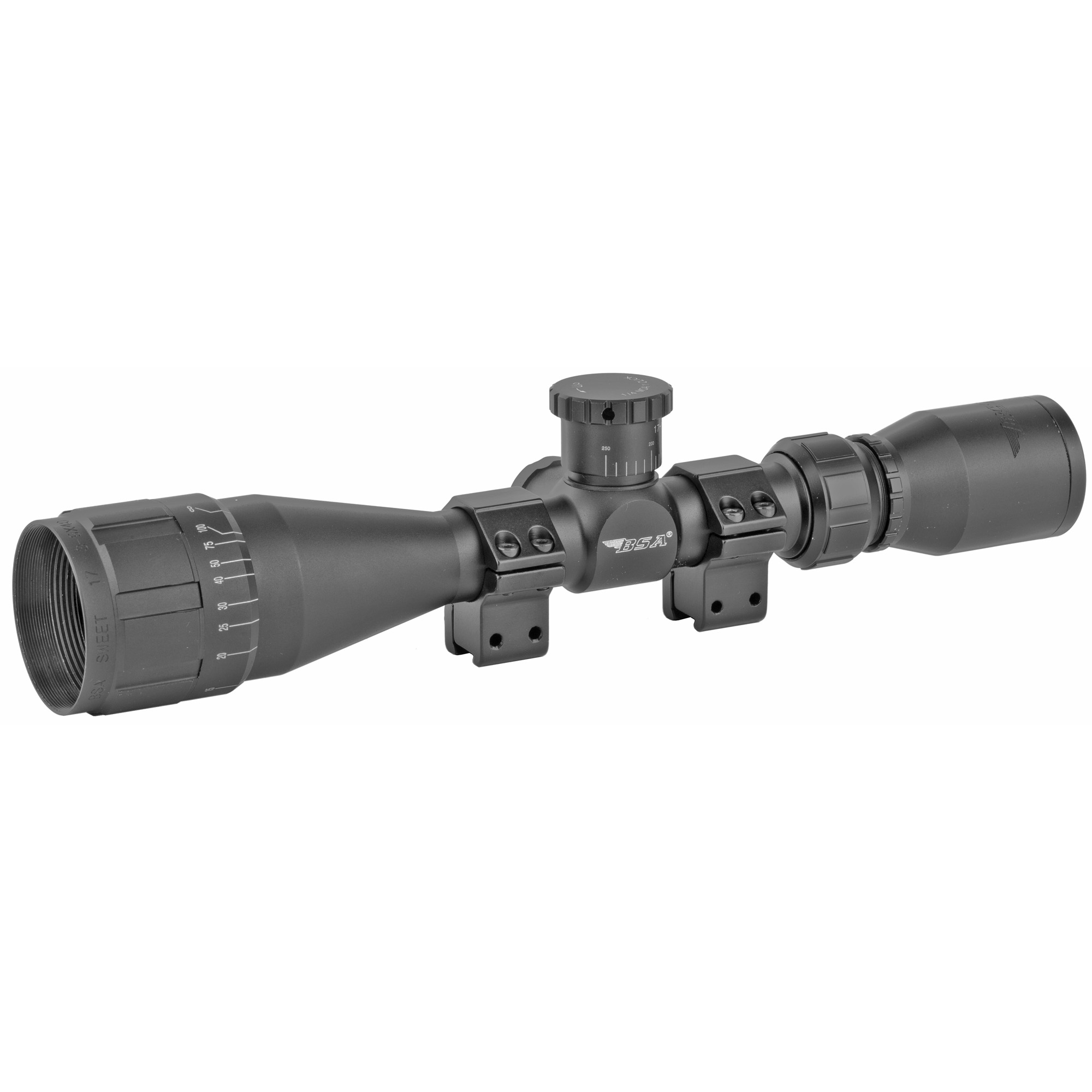 BSA Optics Sweet 17 AO Rifle Scope 3-9x40mm for 17 HMR with Dovetail Rings