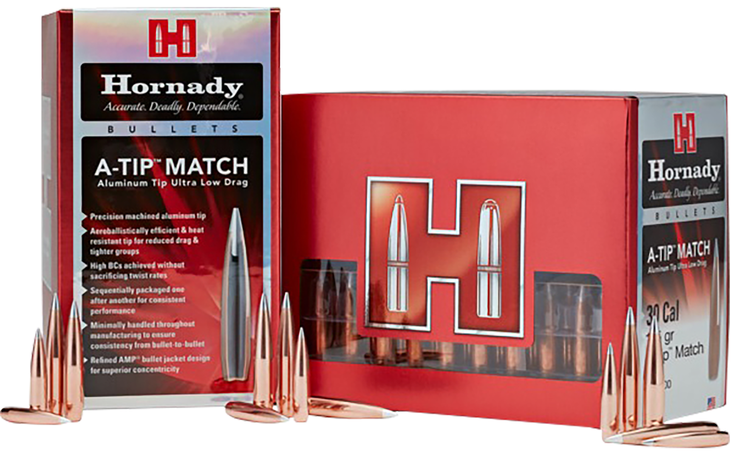 Hornady 26382   6mm .264 153gr A-Tip Match 500 Per Box/6 Case