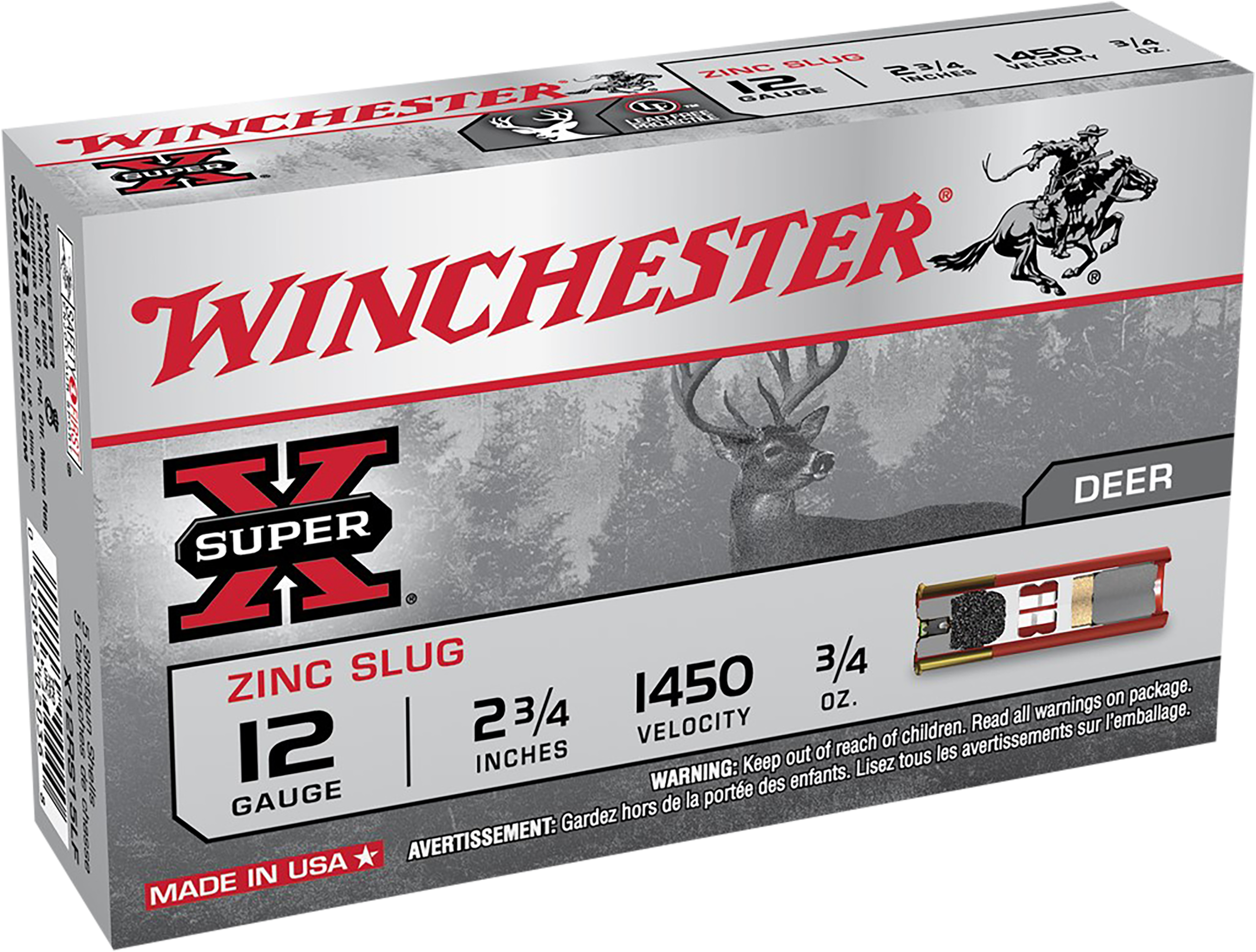 Winchester Super X 12 Gauge Rifled Lead-Free Slug 3/4 oz 5 Rounds
