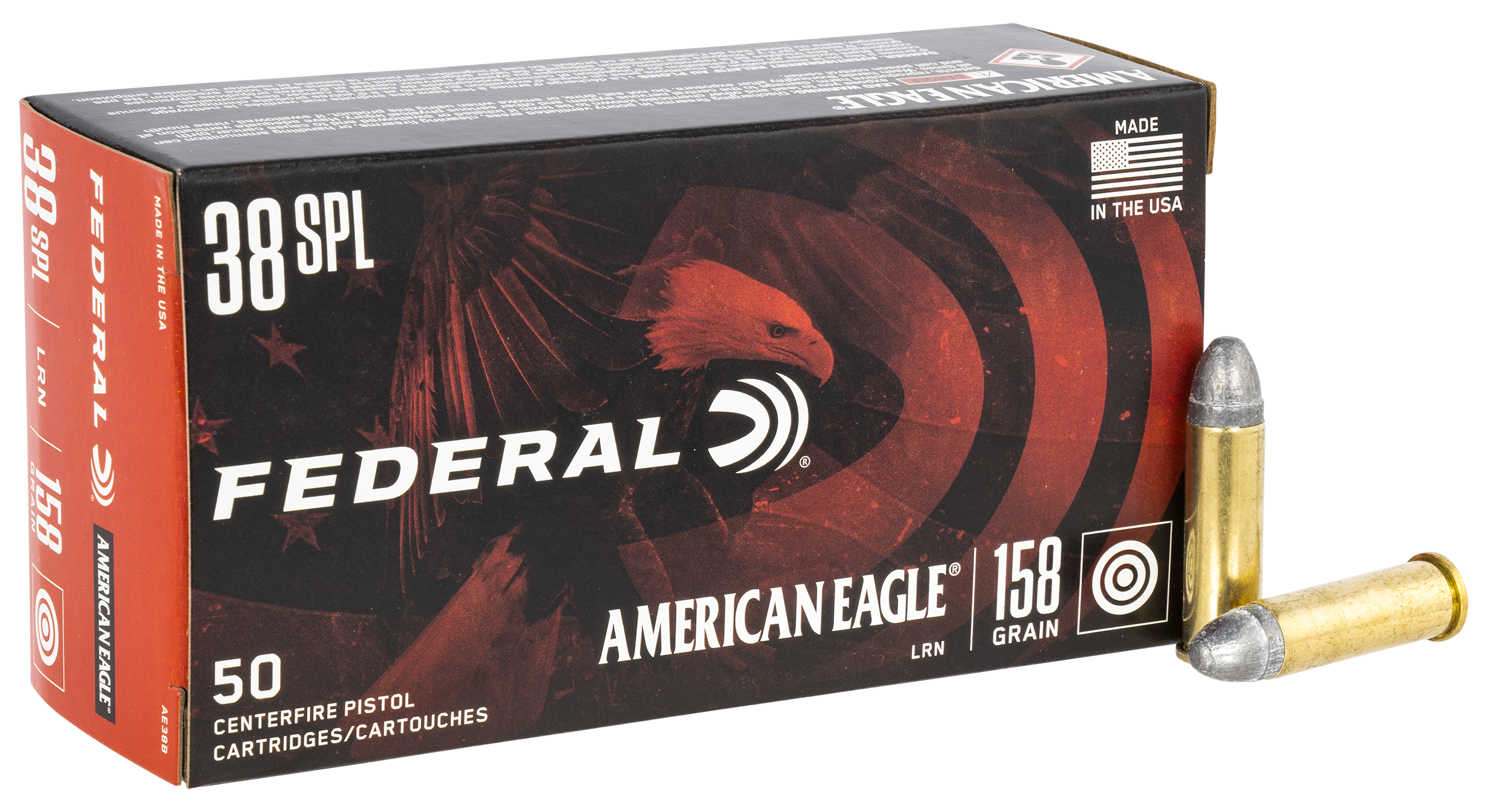 Federal American Eagle Pistol 38 Special Lead Round Nose 158 Grain 50 Rounds