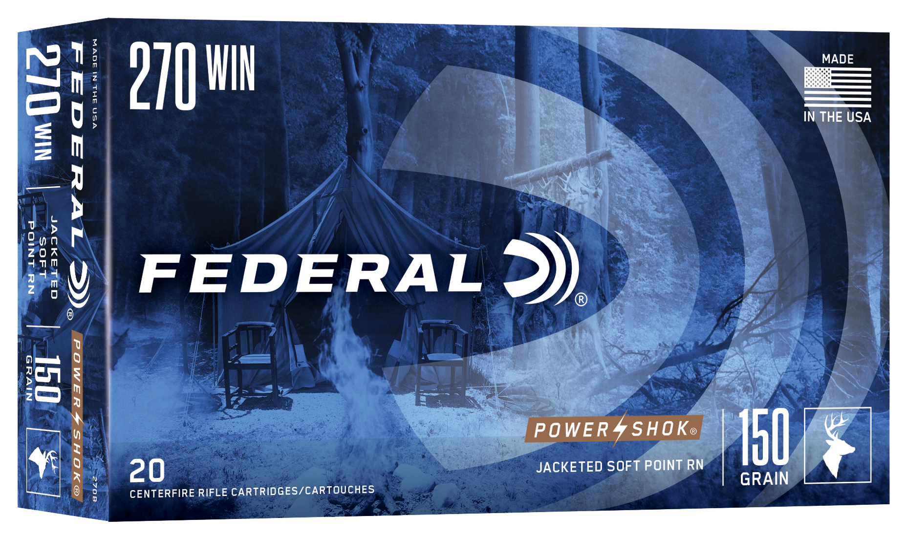 Federal Power-Shok .270 Winchester Jacketed Soft Point 150 Grain 20 Rounds