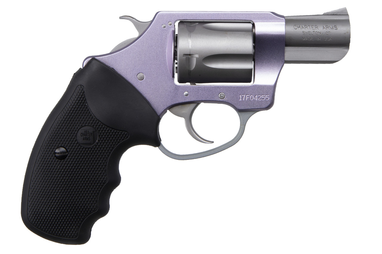 Charter Arms 53840 Undercover Lite Lavender Lady Small 38 Special 5rd 2" Stainless Steel Barrel & Cylinder, Lavender Aluminum Frame, Black Finger Grooved Rubber Grip, Exposed Hammer