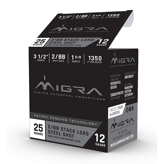 Migra Ammunitions Staxd 12 Gauge 2 BB Shot 1.58 Ounce 25 Rounds