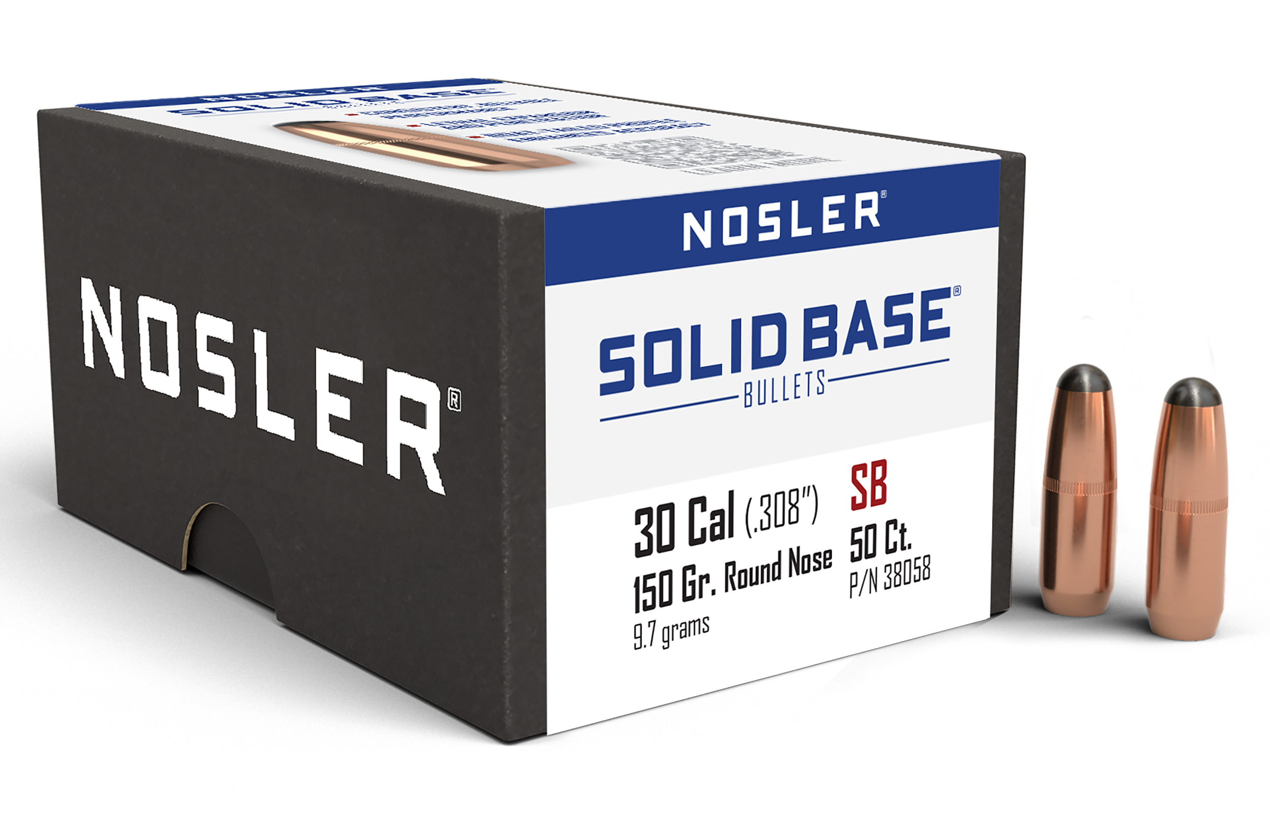 Nosler 38058 Solid Base  30Cal 150gr Round Nose 50CT