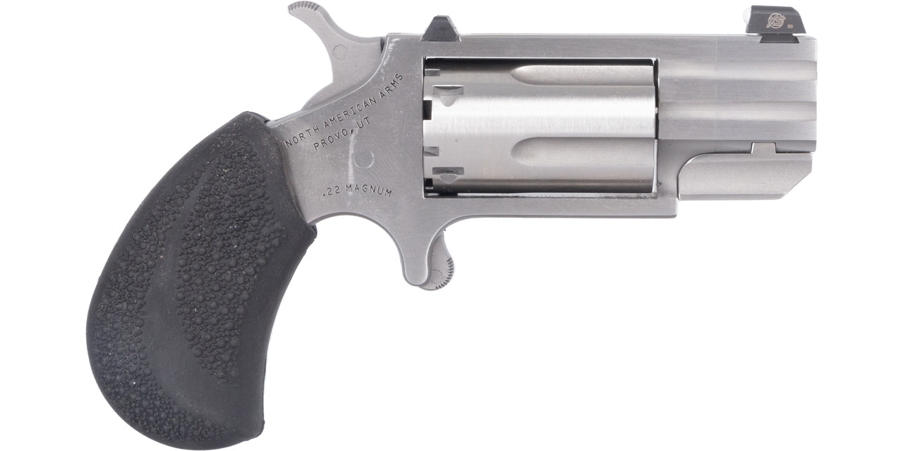 NAA Pug Revolver 22 WMR Stainless/Black Rubber 1 in. 5 rd XS White