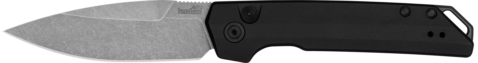 Kershaw 7038 Launch Iridium Automatic 3.45" Folding Spear Point Plain Stonewashed CPM MagnaCut Steel Blade, Black Anodized Aluminum Handle