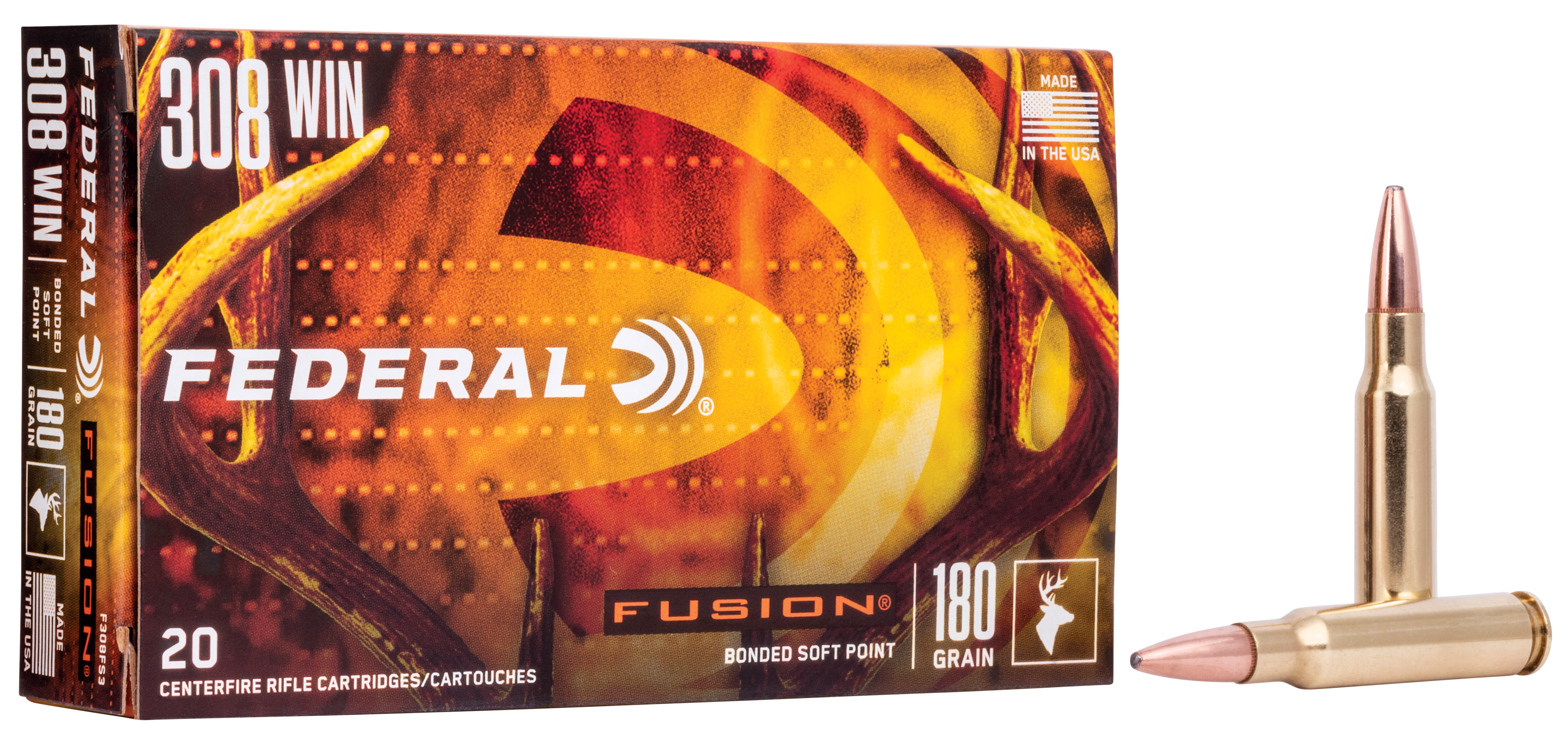 Federal, Fusion, .308 Winchester, Bonded Soft Point, 180 Grain, 20 Rounds