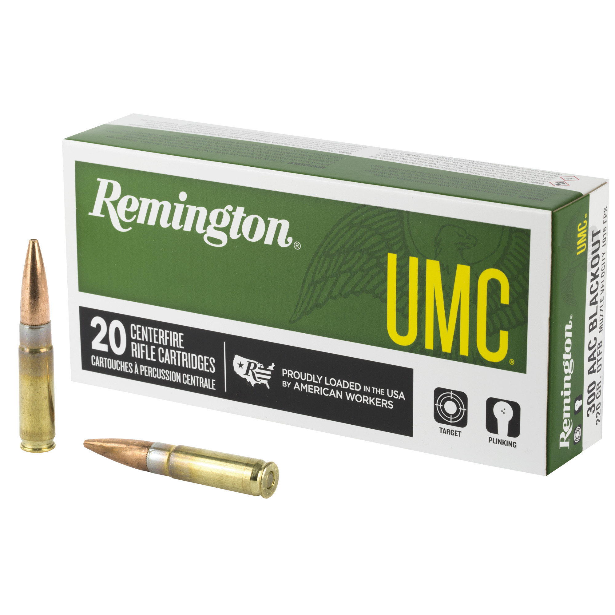 Remington UMC, 300 AAC Blackout, Open Tip Flat Base, 220 Grain, 20 Rounds