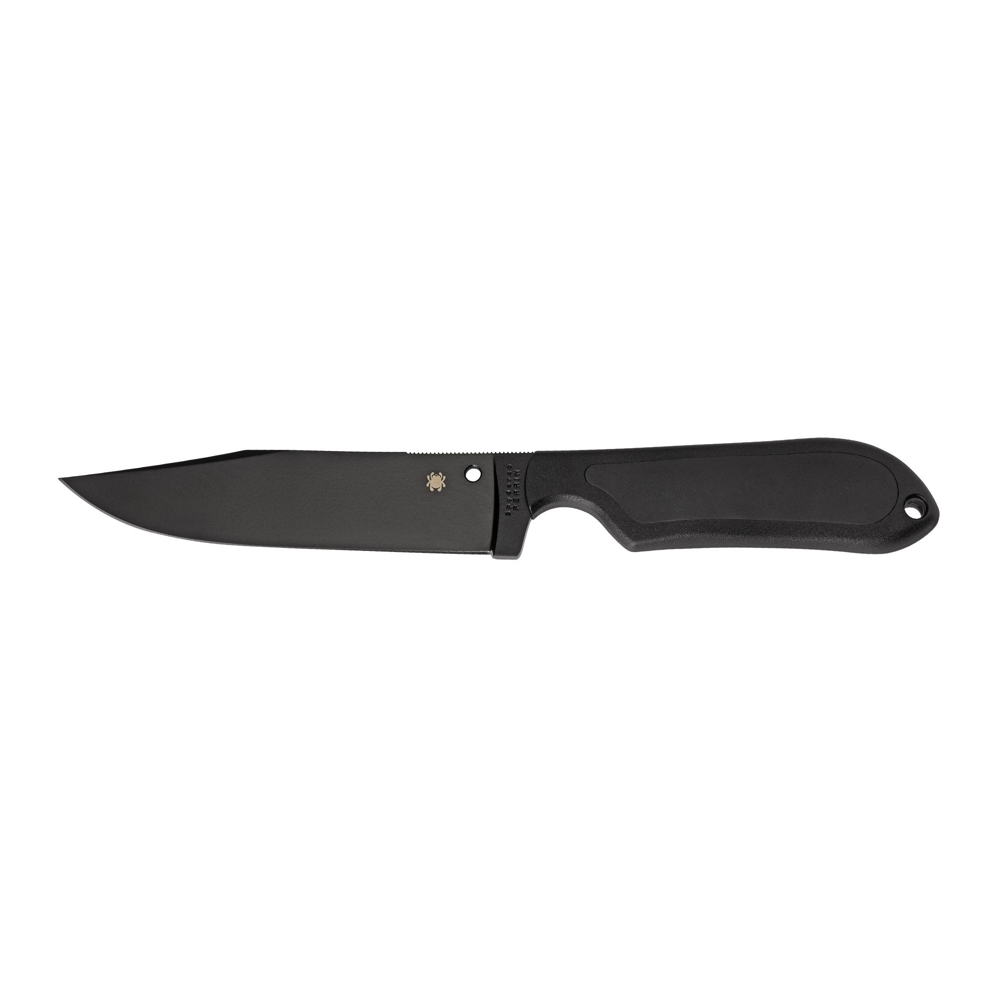 Spyderco FB04PBB Street Bowie  5.05" Fixed Clip Point Plain Black DLC VG-10 SS Blade/Black Textured FRN Handle Includes Sheath w/G-Clip