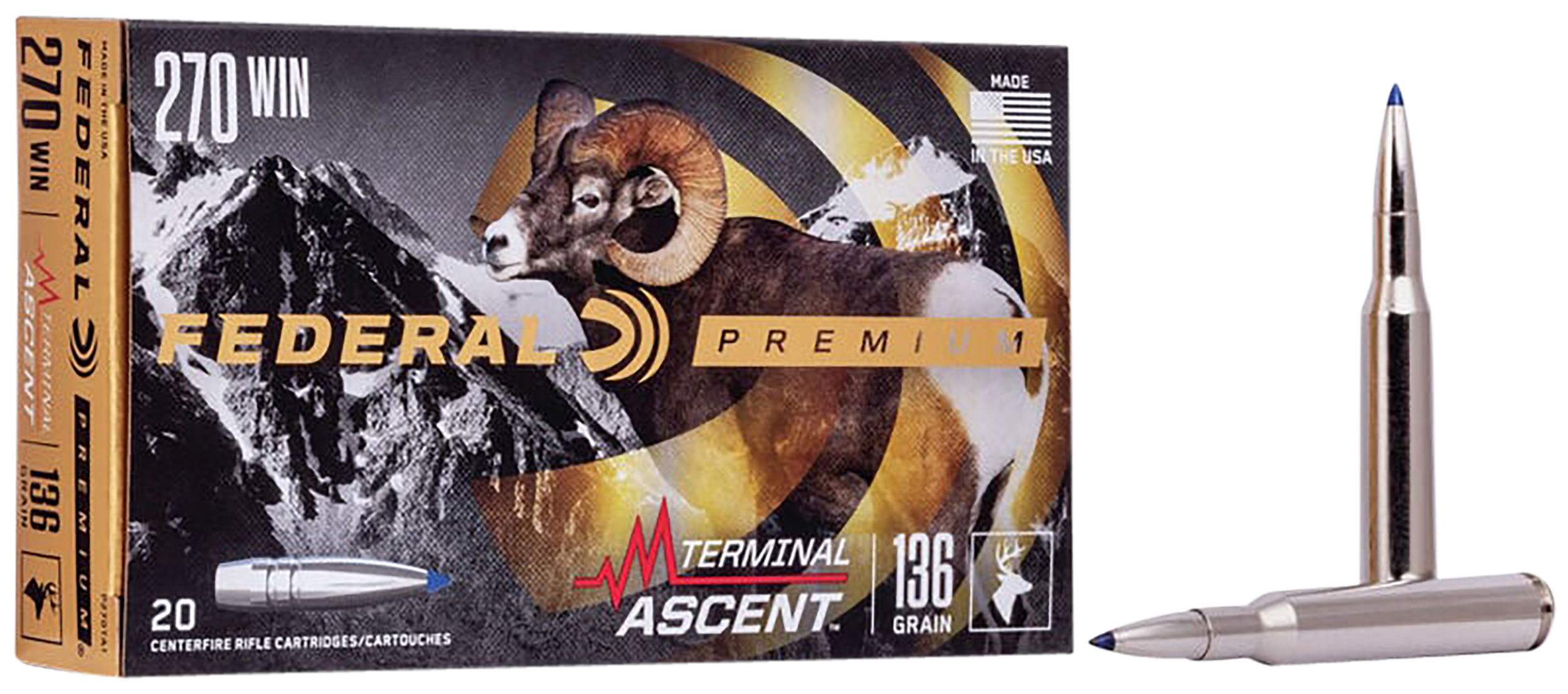 Federal, Terminal Ascent, 270 Winchester, Terminal Ascent, 136 Grain, 20 Rounds