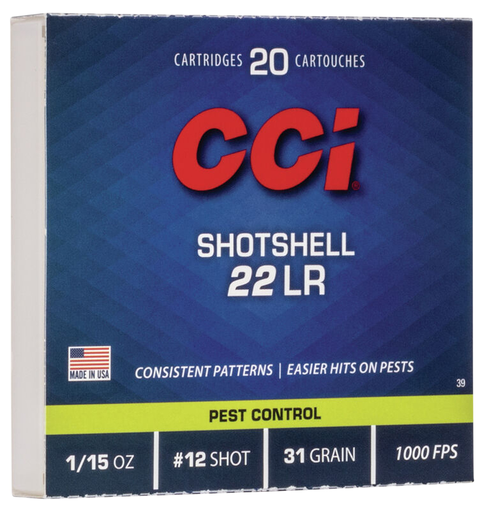 CCI Pest Control Shotshell 22 Long Rifle #12 Shot 31 Grain 20 Rounds