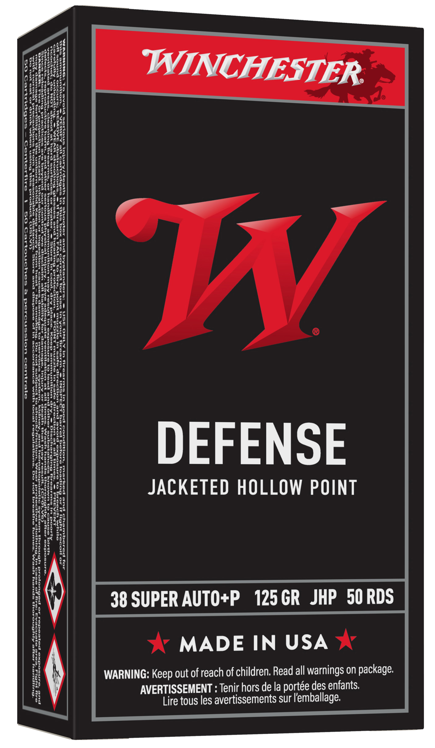 Winchester USA38AJHP 38 Super Auto Jacketed Hollow Point 125 Grain 50 Rounds