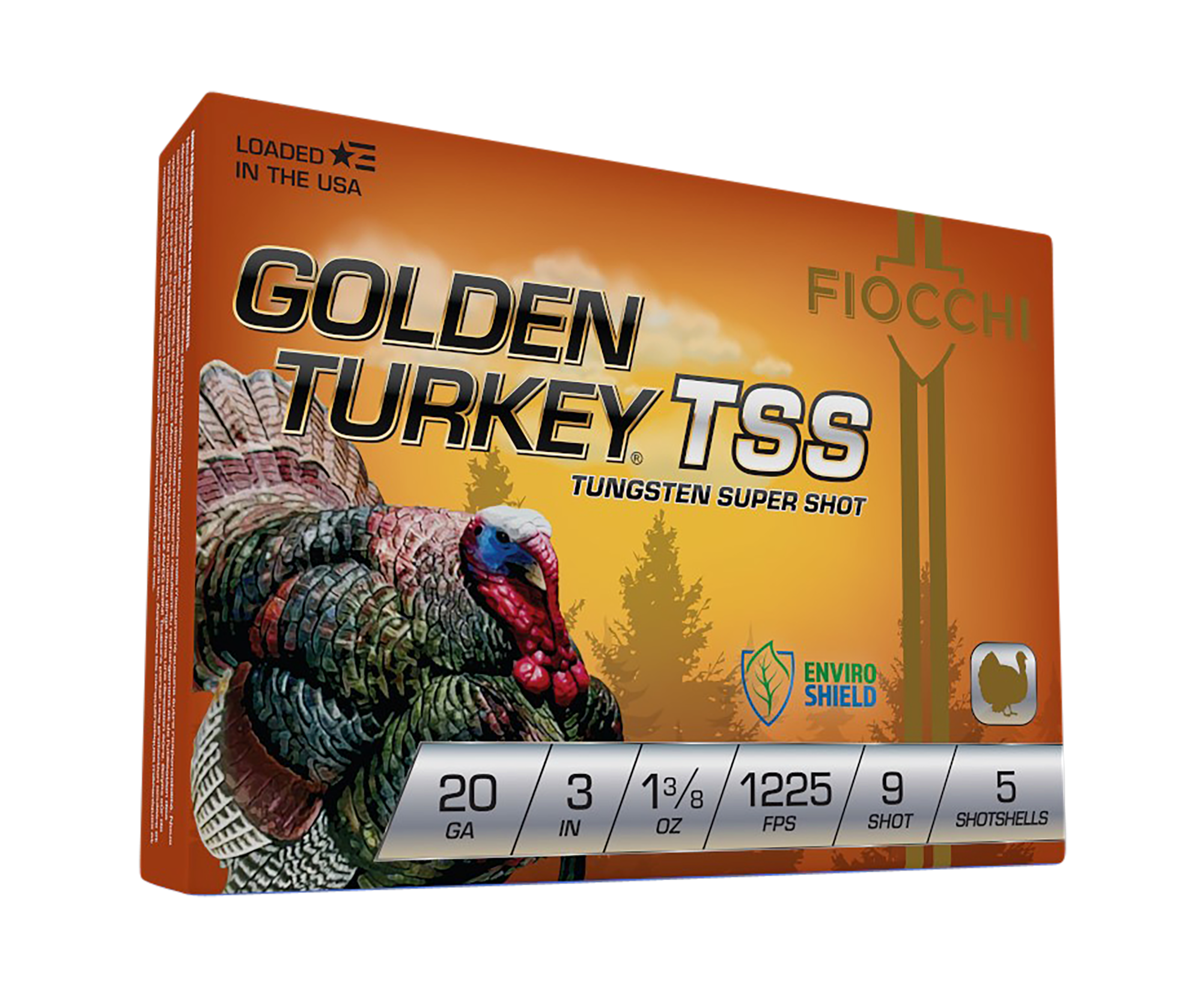 Fiocchi Golden Turkey TSS 20 Gauge Tungsten Shot 1 3/8 oz #9 5 Rounds