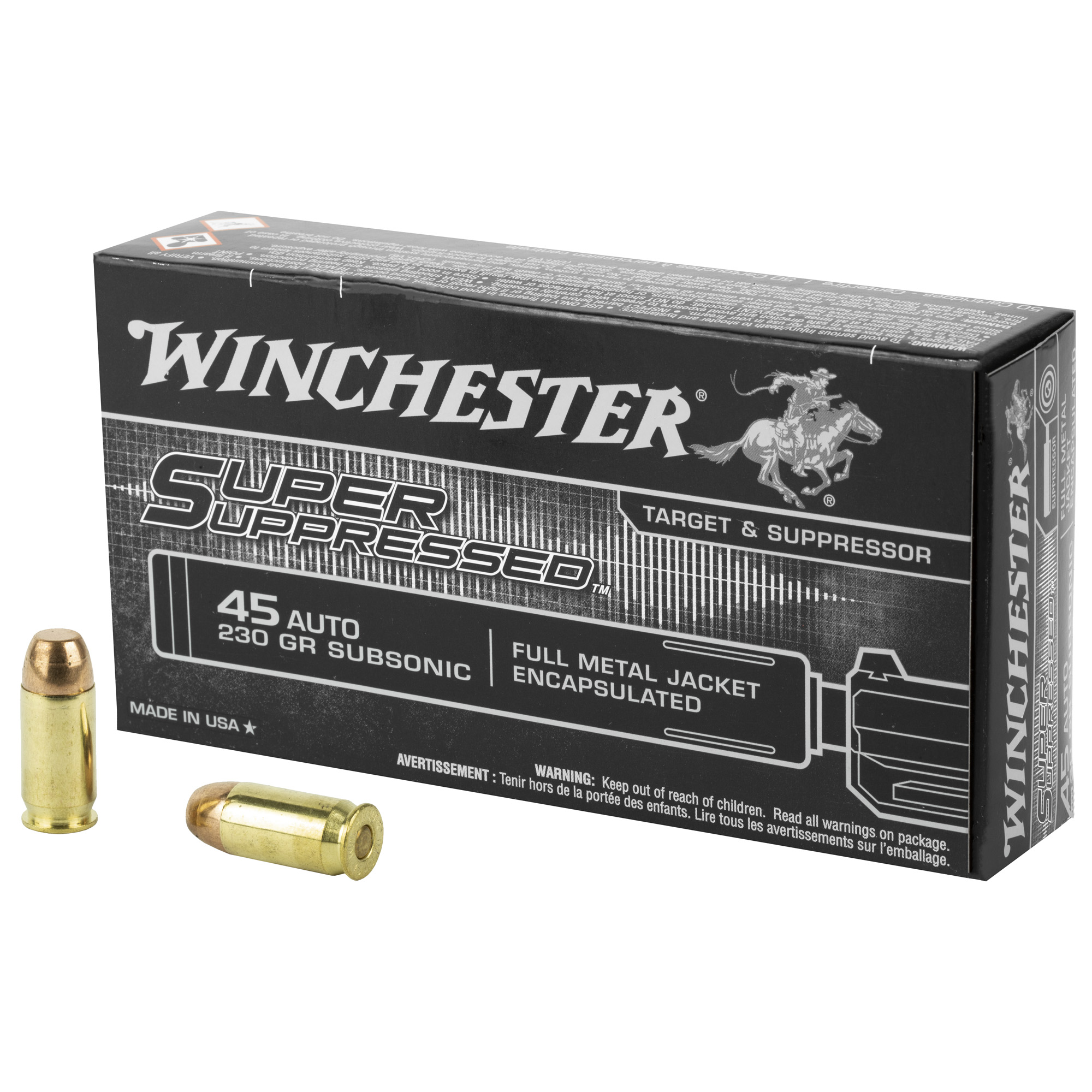 Winchester Super Suppressed .45 Acp 230 Grain Full Metal Jacket 50 Rounds