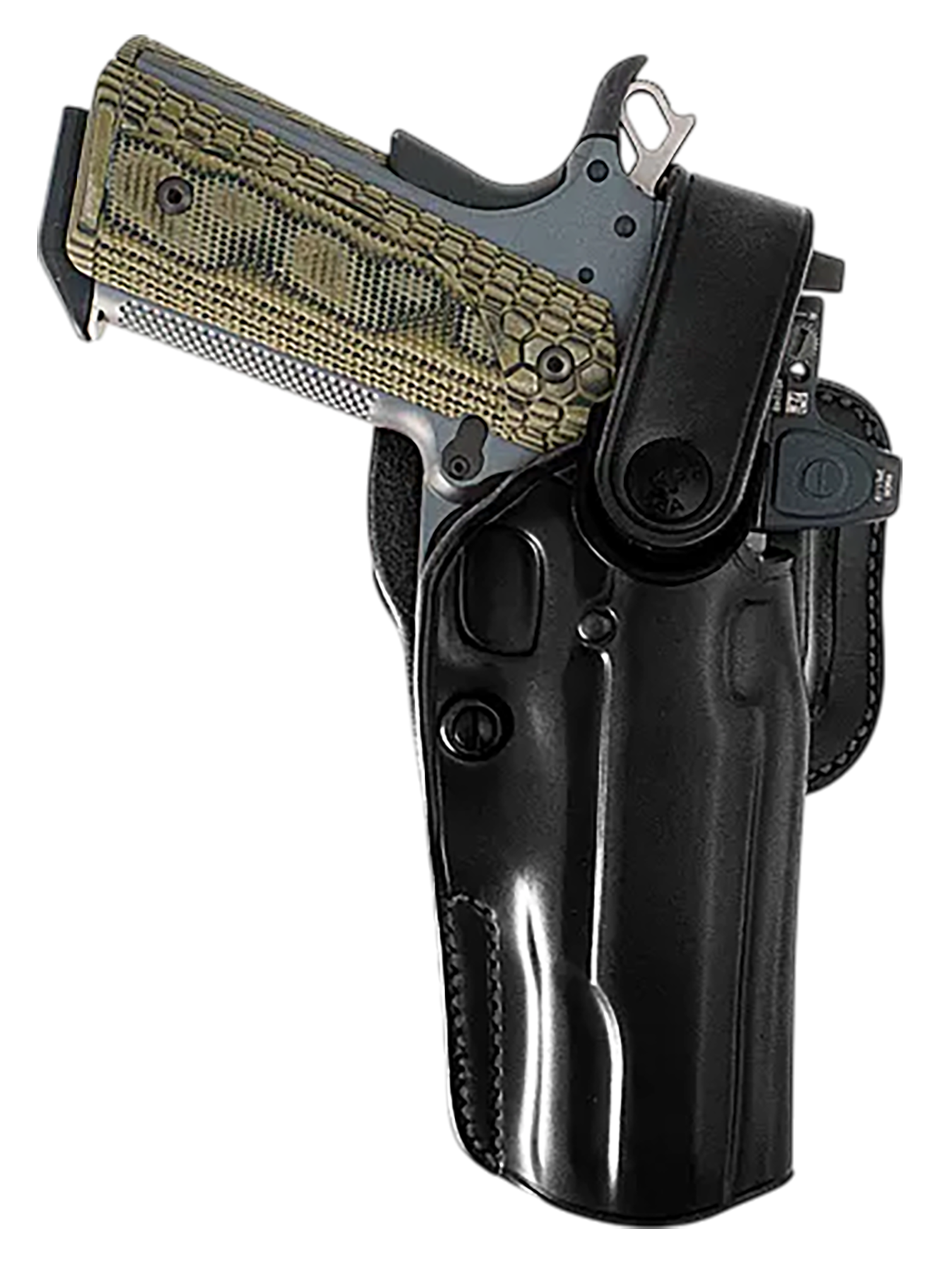 Galco APO224RB APO Strongside/Crossdraw OWB Black Steerhide Fits Glock 17 Gen1-5 Belt Holster Right Hand