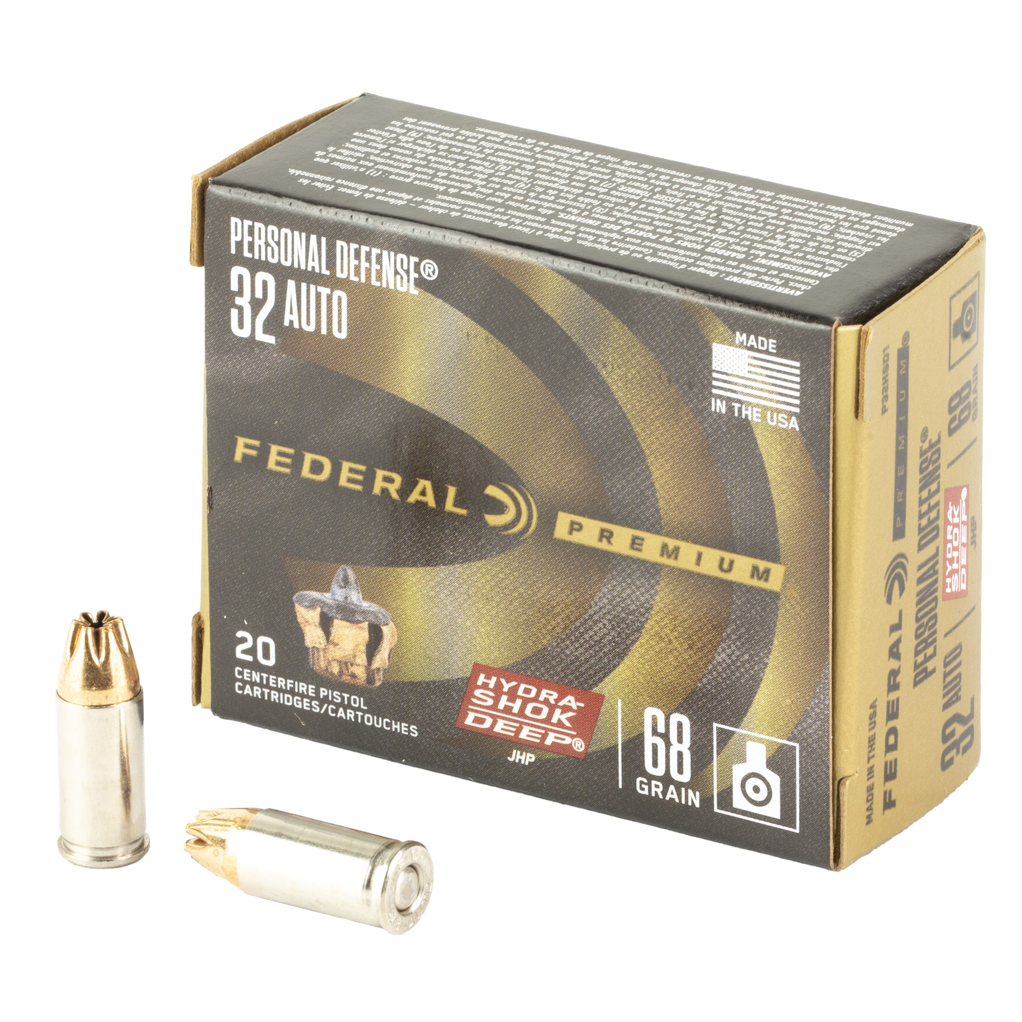 Federal Personal Defense 32 Auto Jacketed Hollow Point 68 Grain 20 Rounds