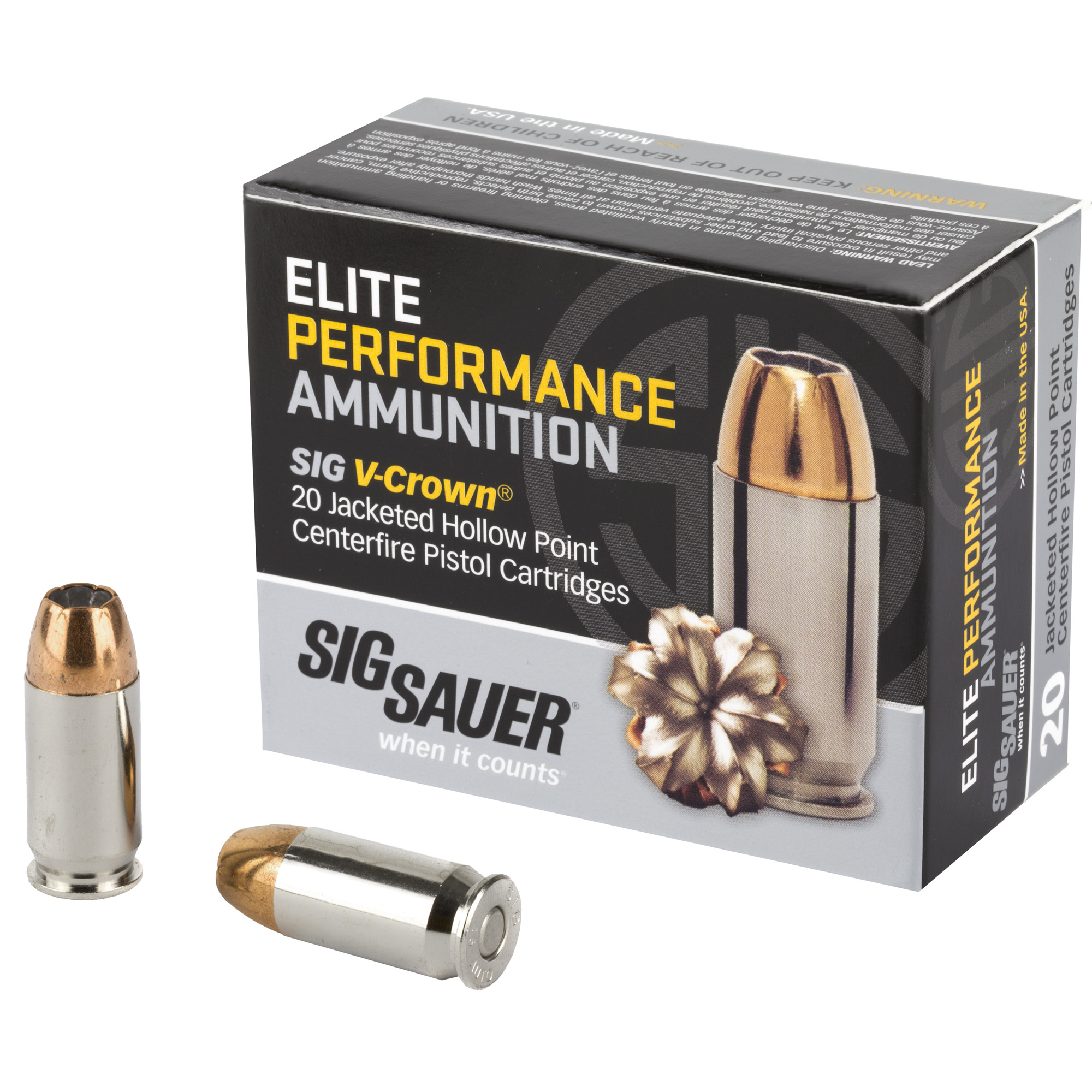 Sig Sauer Elite Performance 45 Acp V Crown Jacketed Hollow Point 230 Grain 20 Rounds