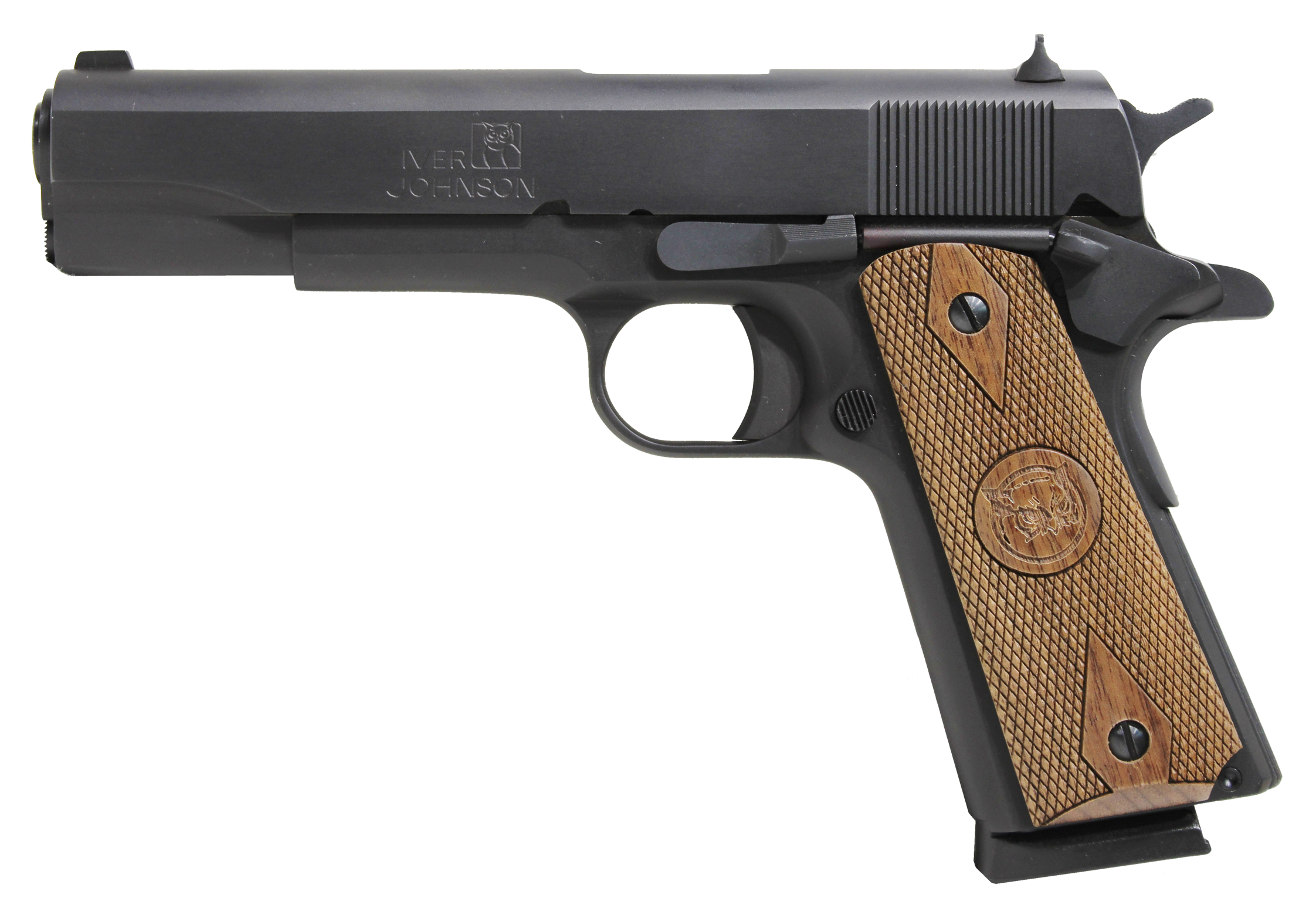 Iver Johnson Arms 1911A1 1911 A1 Government 70 Series 45 ACP 5" 8+1 Blued Steel Frame & Slide with Walnut Grip