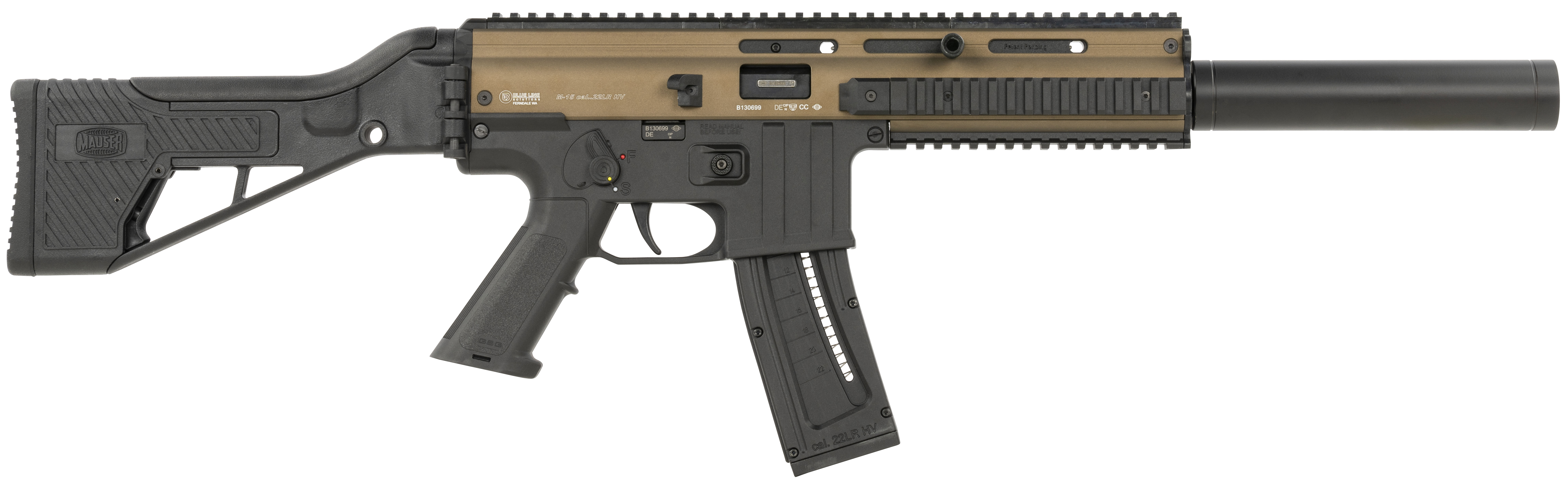 Blue Line Solutions Mauser M-15 SD 22 Long Rifle 16.50 Inch 22 Rounds Bronze Finish