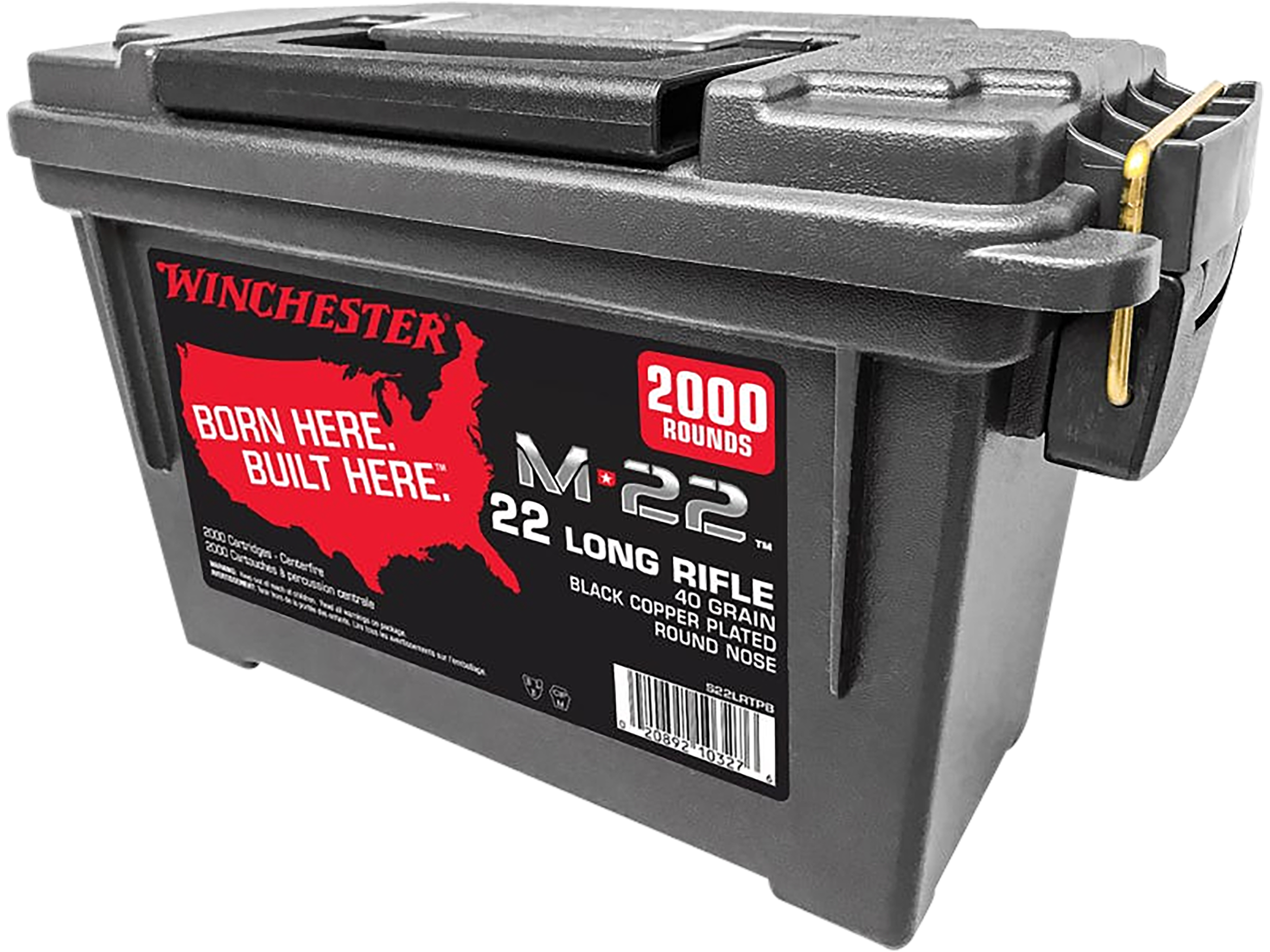 Winchester Ammo Can 22 Long Rifle Copper Plated Round Nose 40 Grain 2000 Rounds