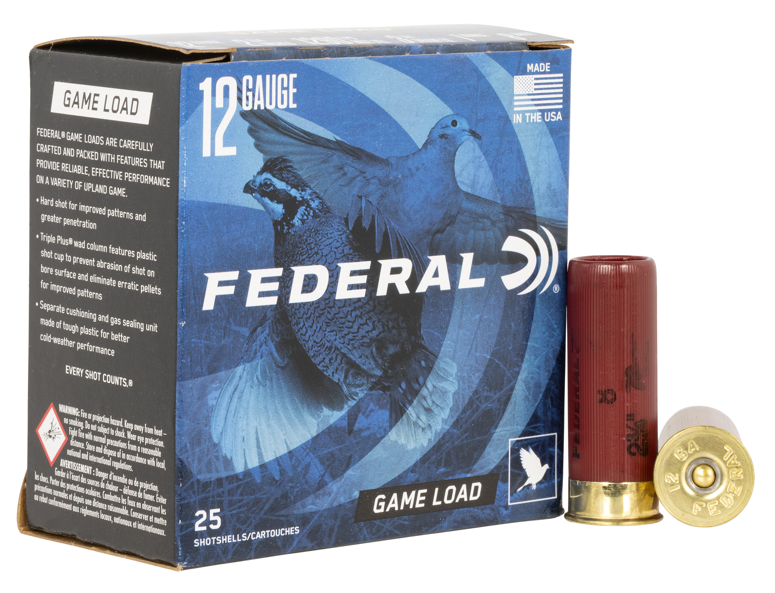Federal Game-Shok Upland Load 12 Gauge Lead Shot 1 oz 8 25 Rounds