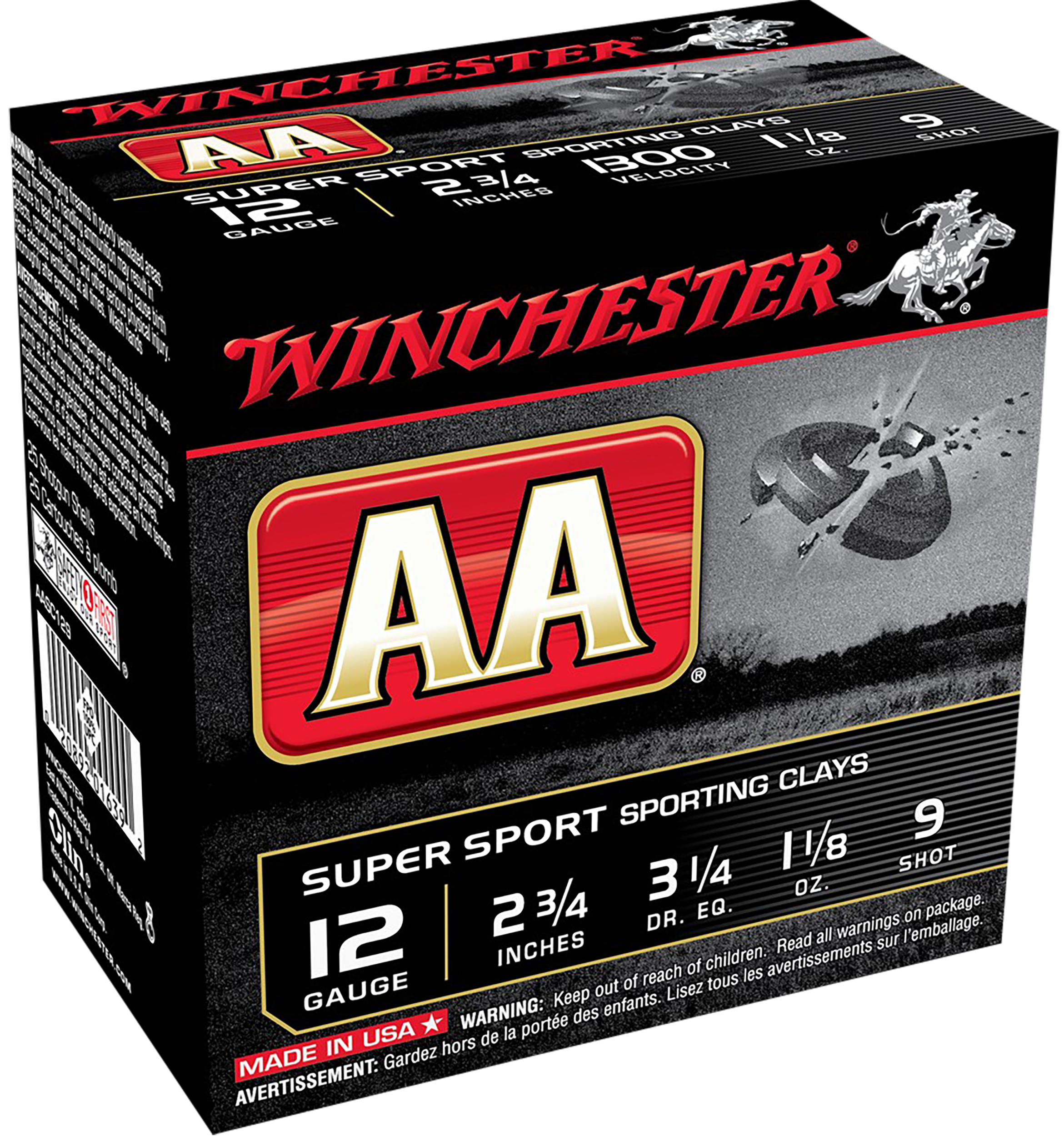 Winchester AA Sporting Clays Load 12 Gauge Lead Shot 1 1/8 oz 25 Rounds