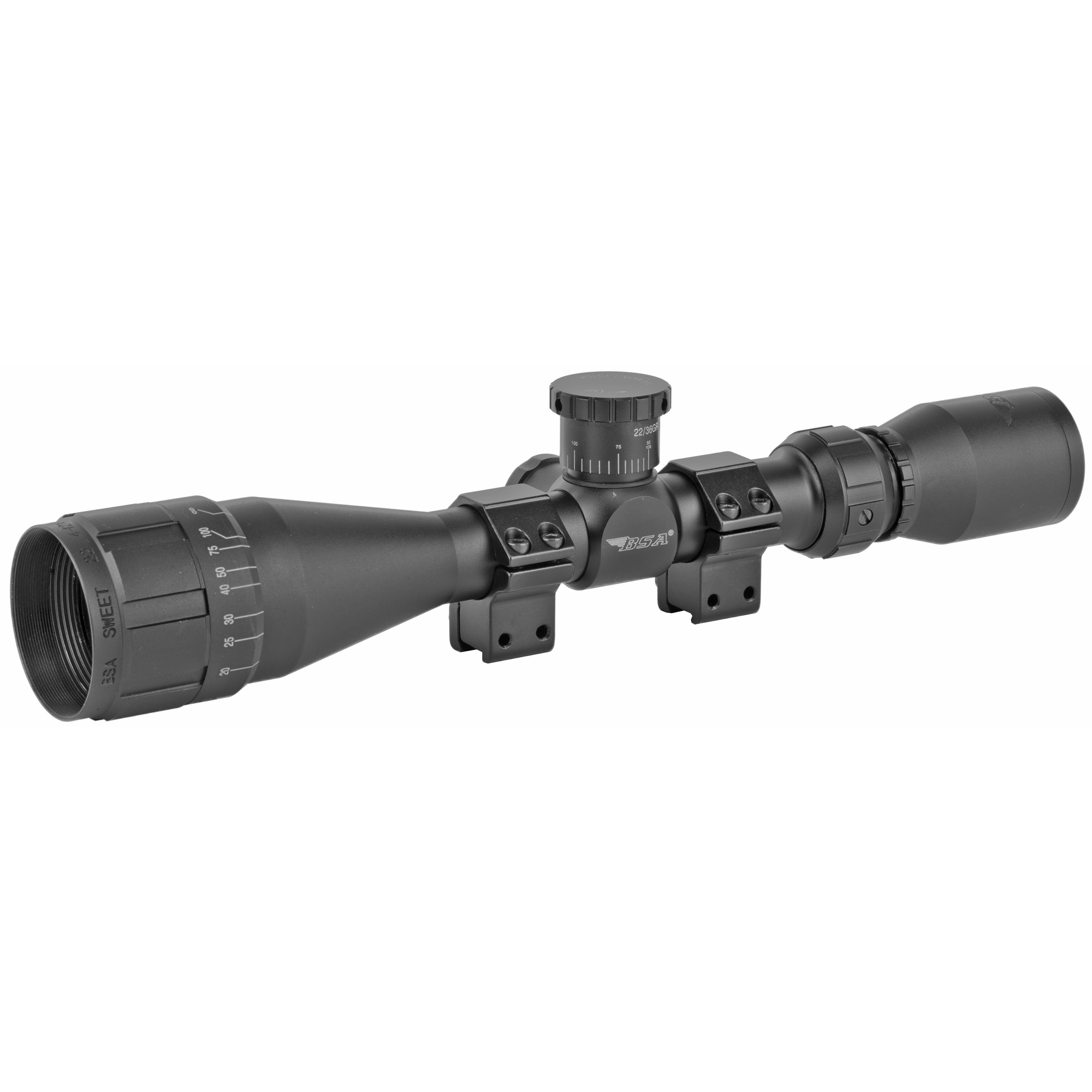 BSA Optics Sweet 22 4-12x40AO Rimfire Scope Duplex Reticle 1in Tube