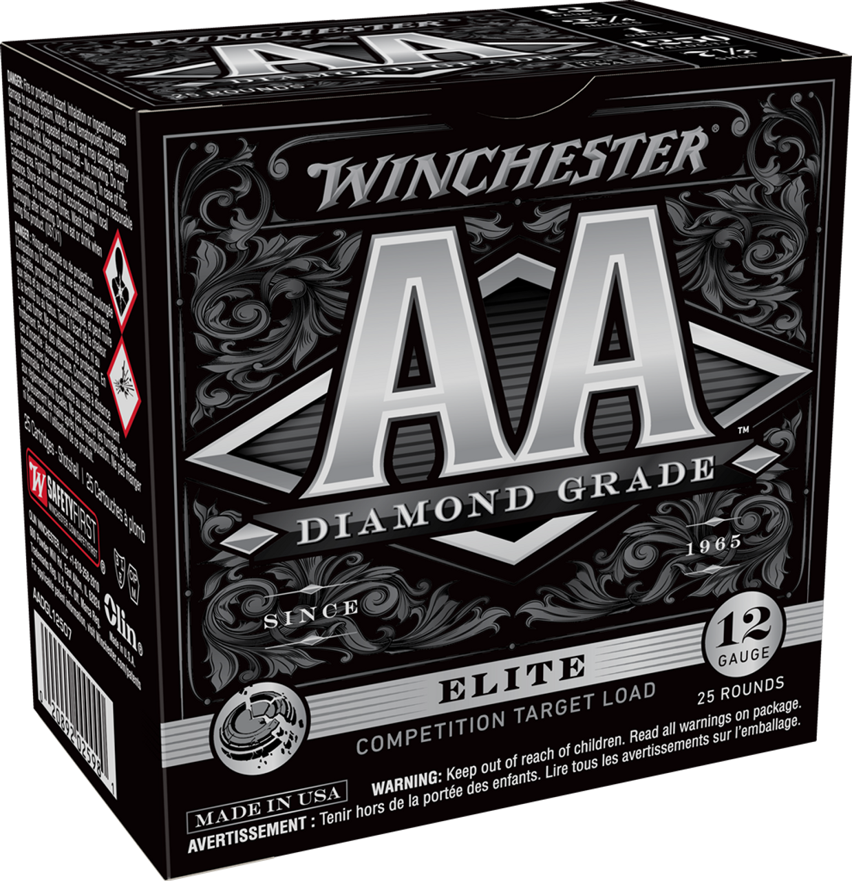 Winchester AA Diamond Grade Elite Trap 20 Gauge Lead Shot 7/8 oz 25 Rounds