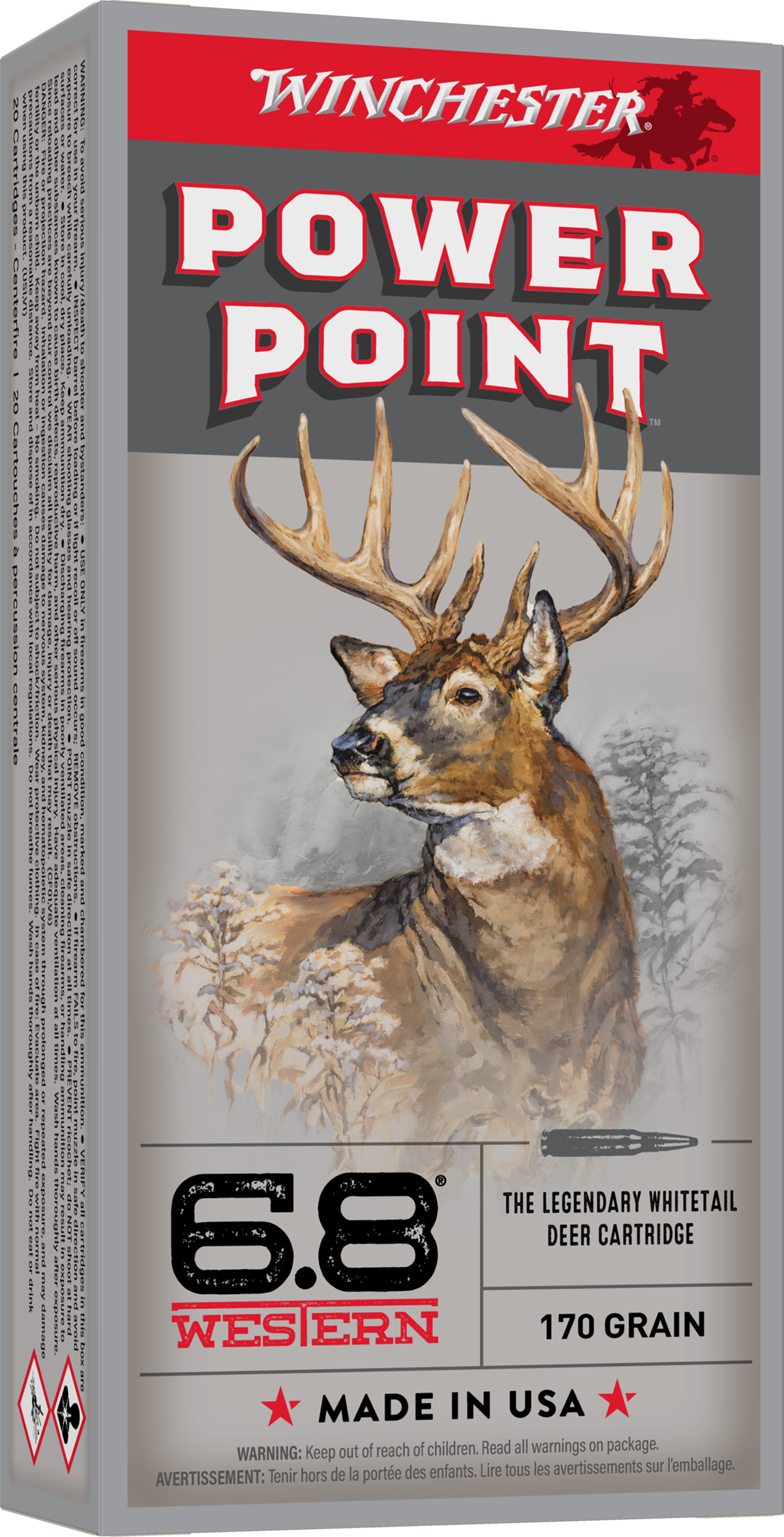 Winchester, PowerPoint SX, 6.8 Western, Power Point, 170 Grain, 20 Rounds