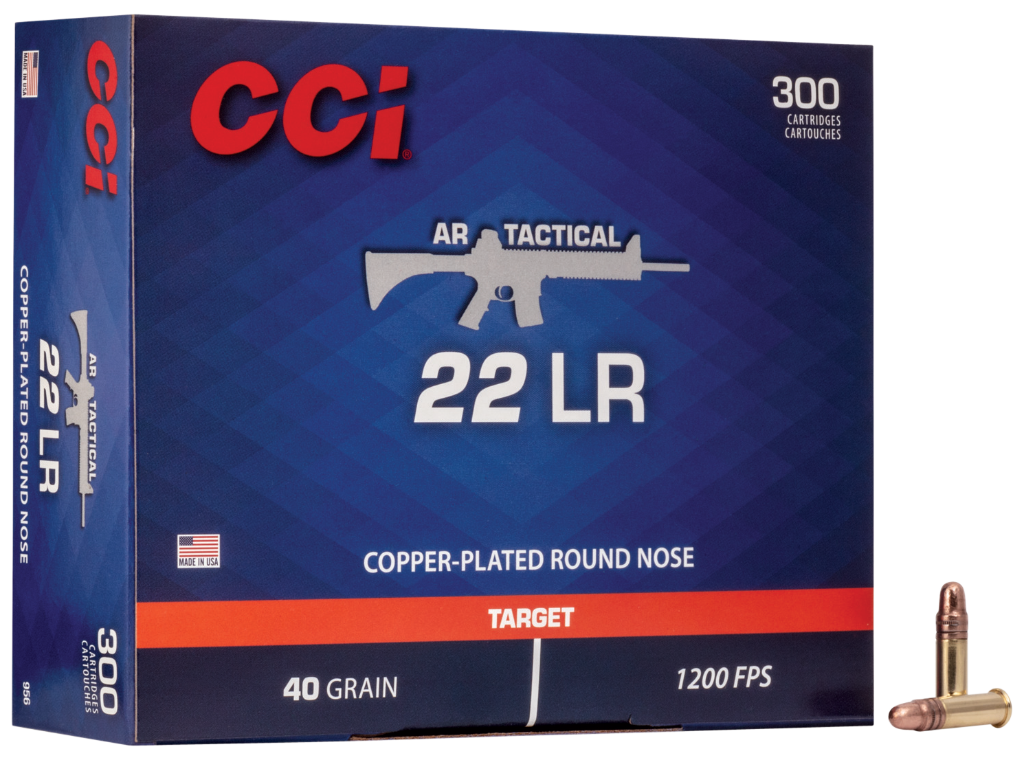 Cci Ar Tactical 22 Long Rifle Copper Plated Round Nose 40 Grain 300 Rounds