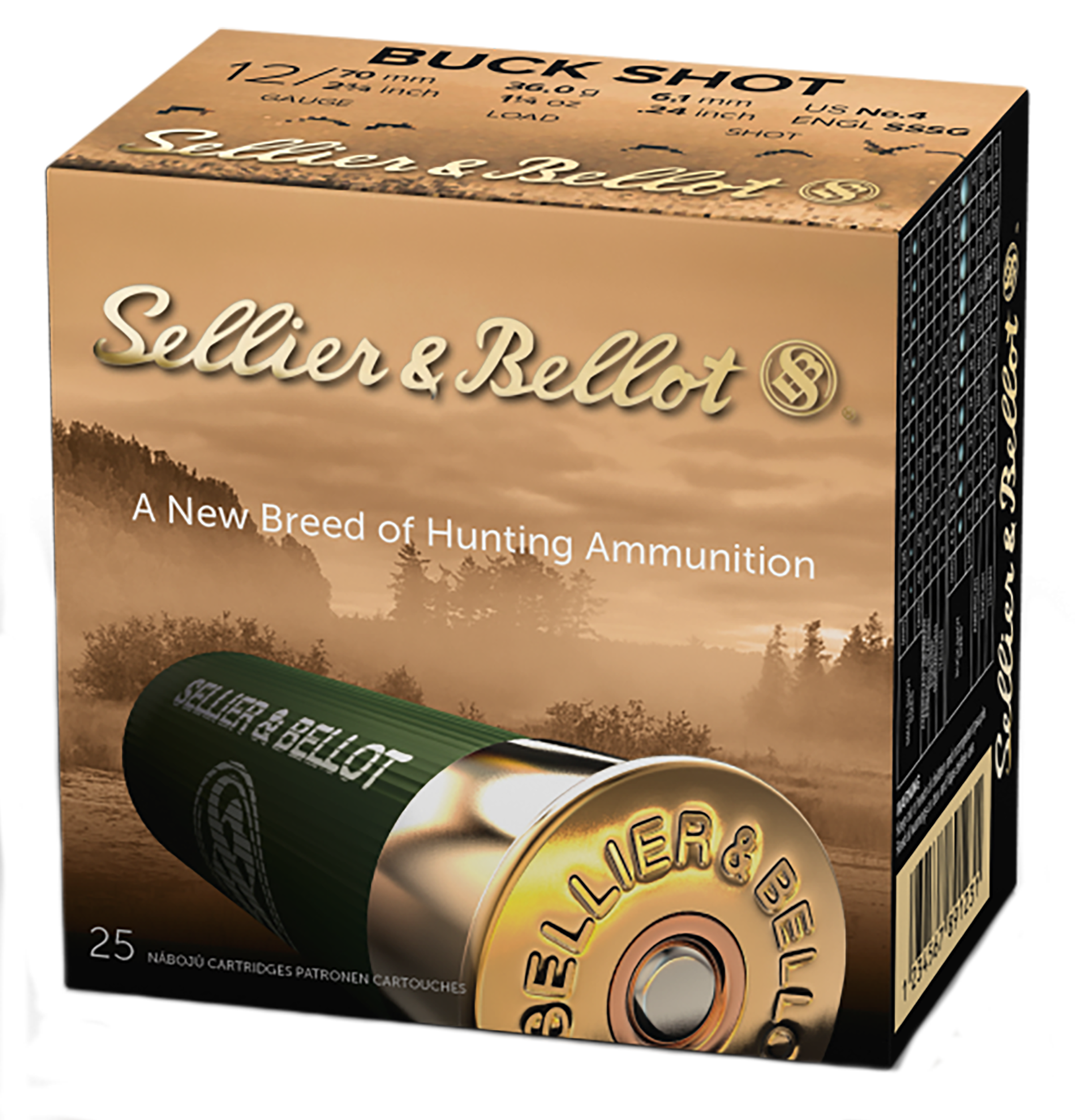 Sellier & Bellot SB12BSB Hunting 12 Gauge Buckshot 1 1/4 oz 25 Rounds