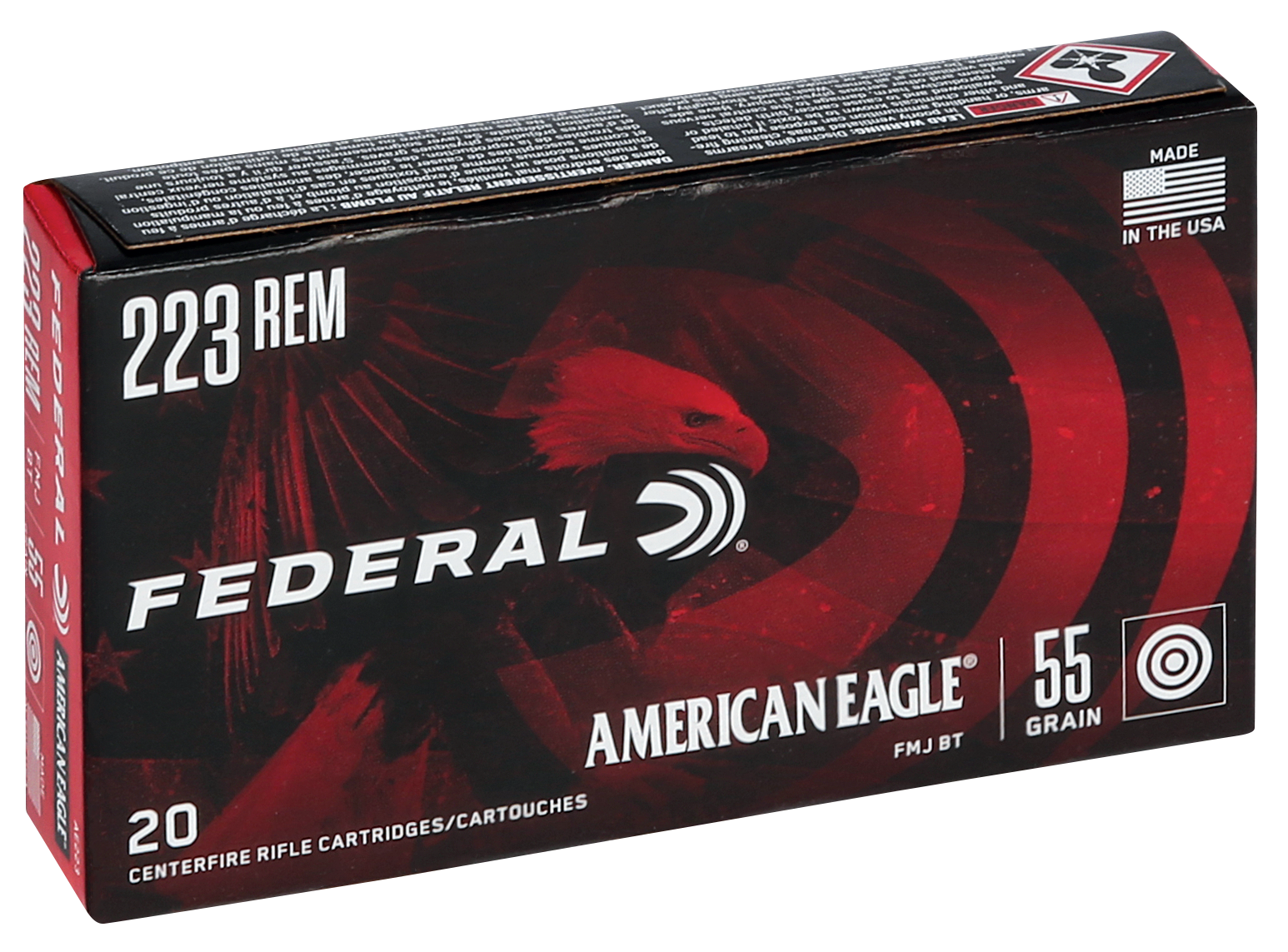 Federal, American Eagle, .223 Remington, Full Metal Jacket Boat Tail, 55 Grain, 20 Rounds