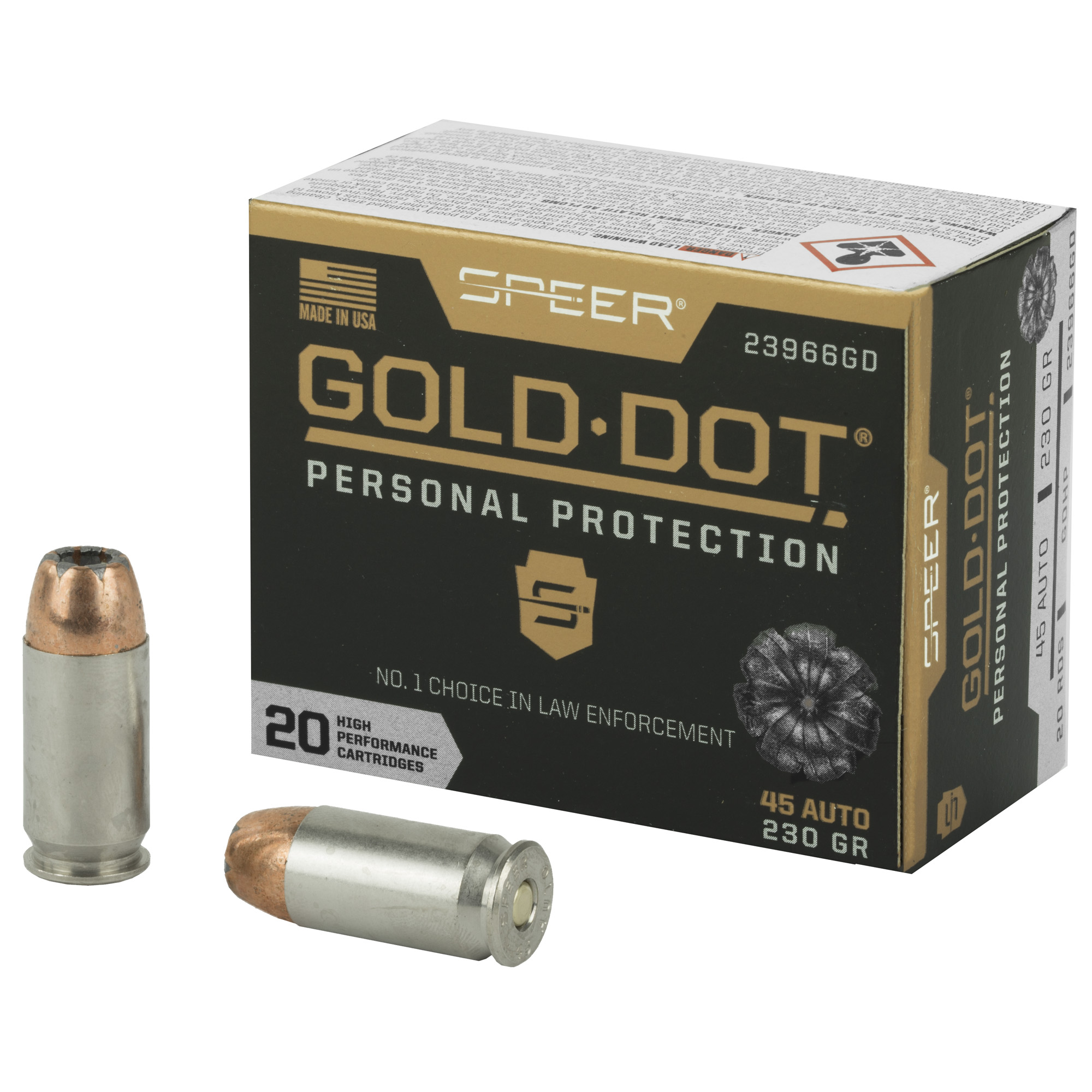 Speer Gold Dot Personal Protection Pistol Ammo 45 ACP 230 gr. HP 20 rd.