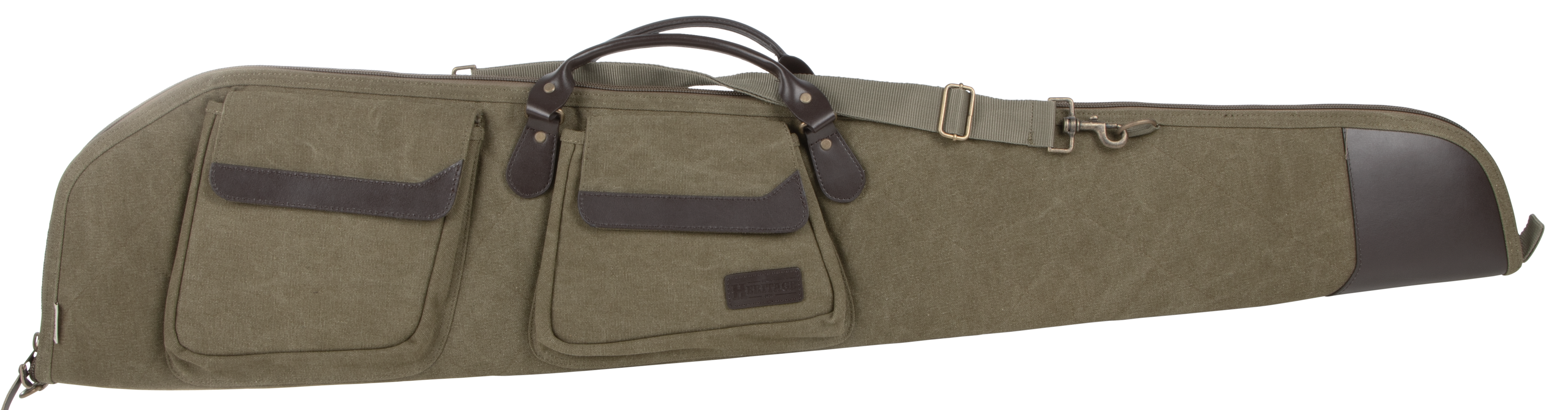 Heritage Cases 54148 North Platte Rifle Case 48" Olive Cotton Canvas w/ Leather Trim & Brushed Tricot Lining