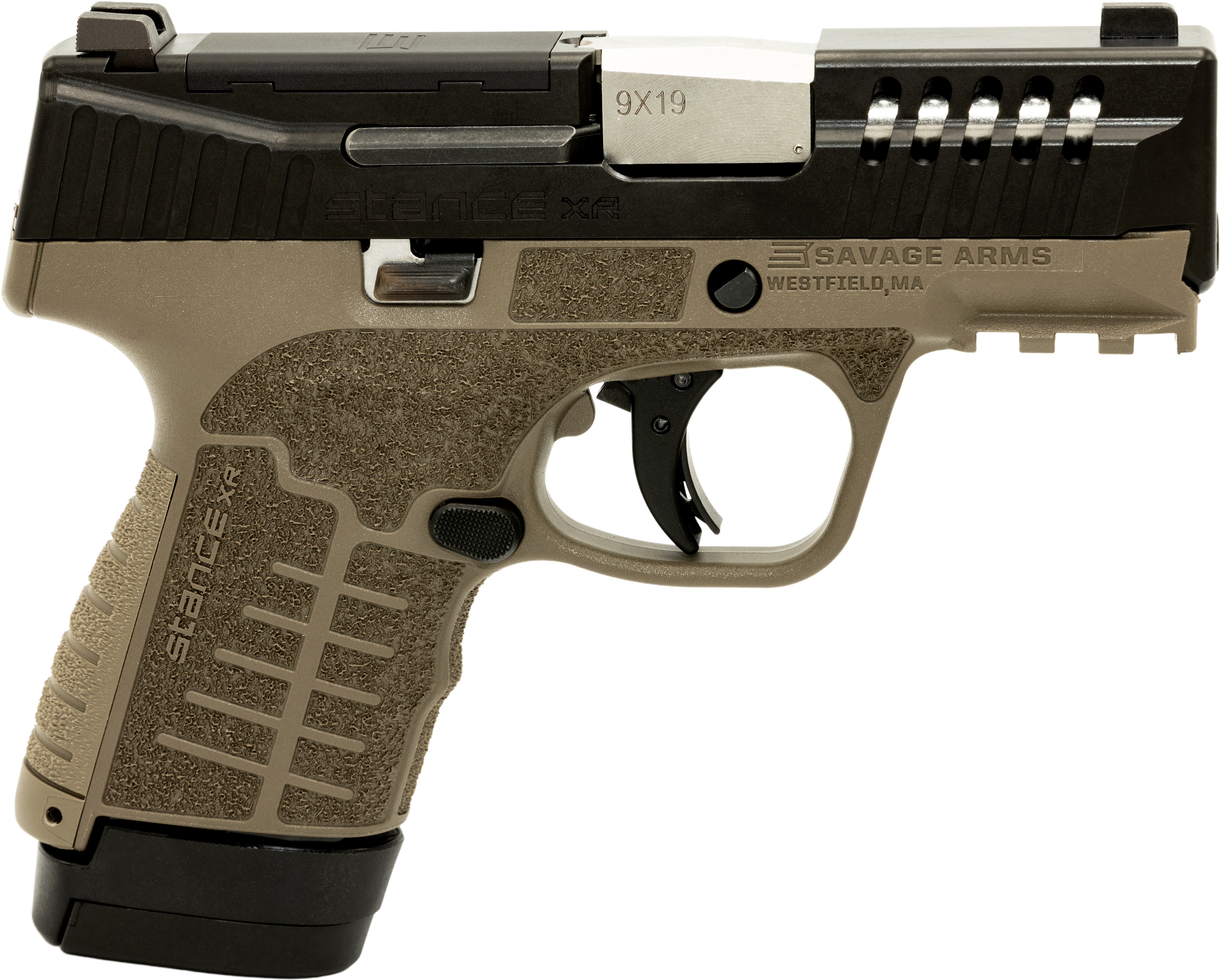 Savage Stance XR 9mm 3.20" 13+1 Ported Stainless Steel FDE Glass Filled Nylon Grip - 67064