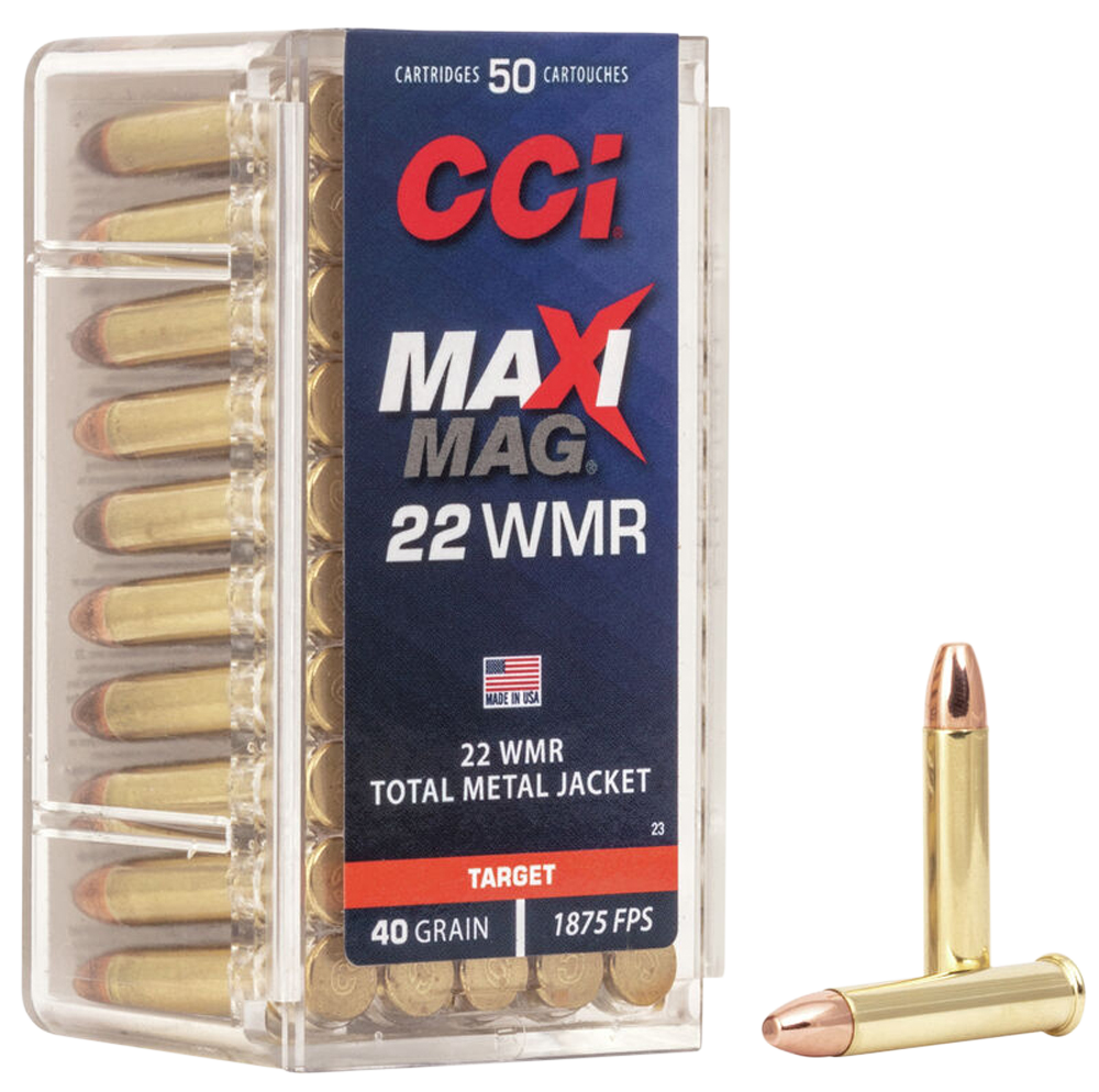 CCI, Maxi-Mag Hv, 22 Winchester Magnum Rimfire (WMR), Total Metal Jacket, 40 Grain, 50 Rounds