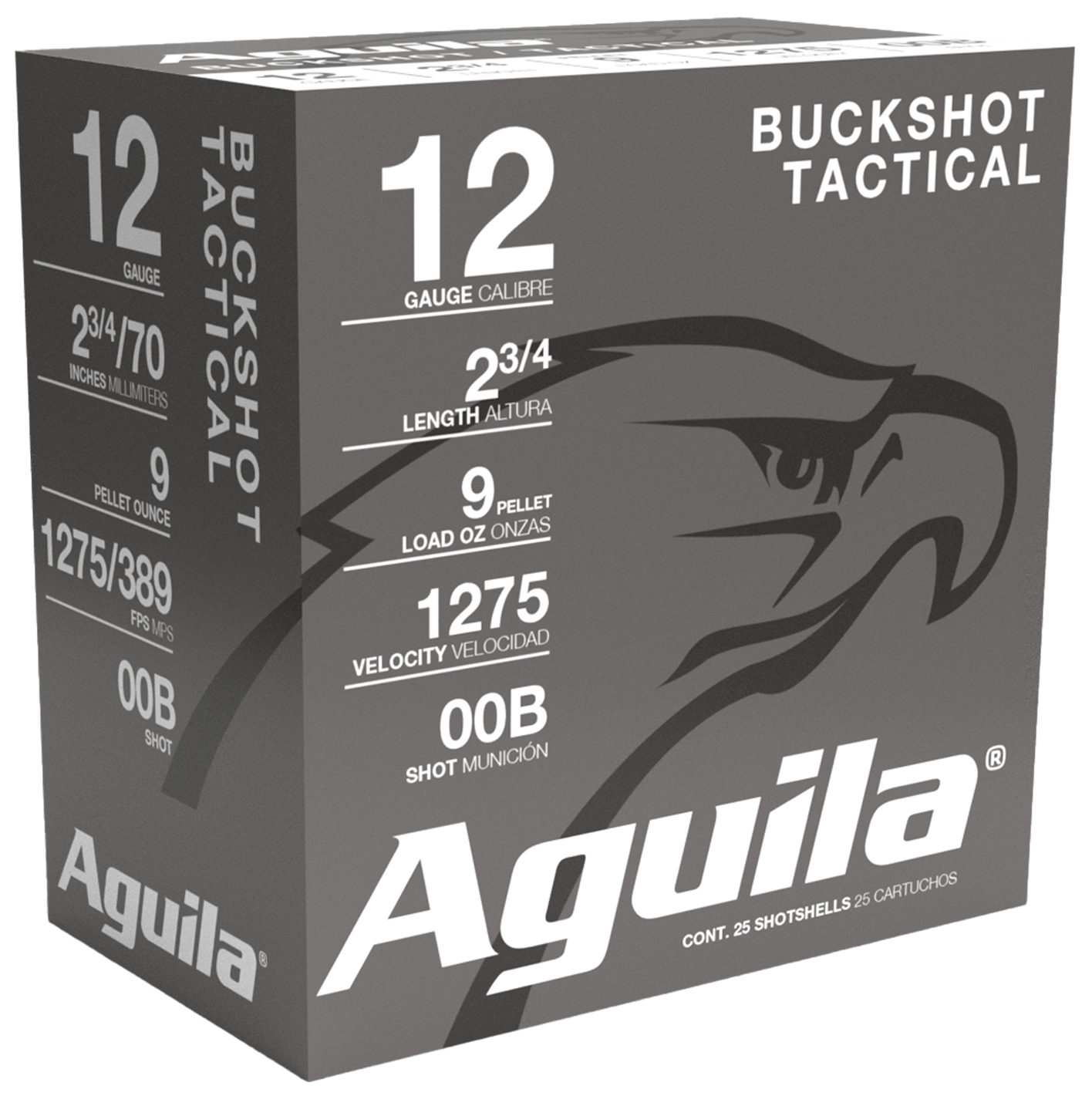 Aguila High Velocity Shotgun Game Load 12 Gauge Buckshot 00 Buck 9 Pellets 25 Rounds