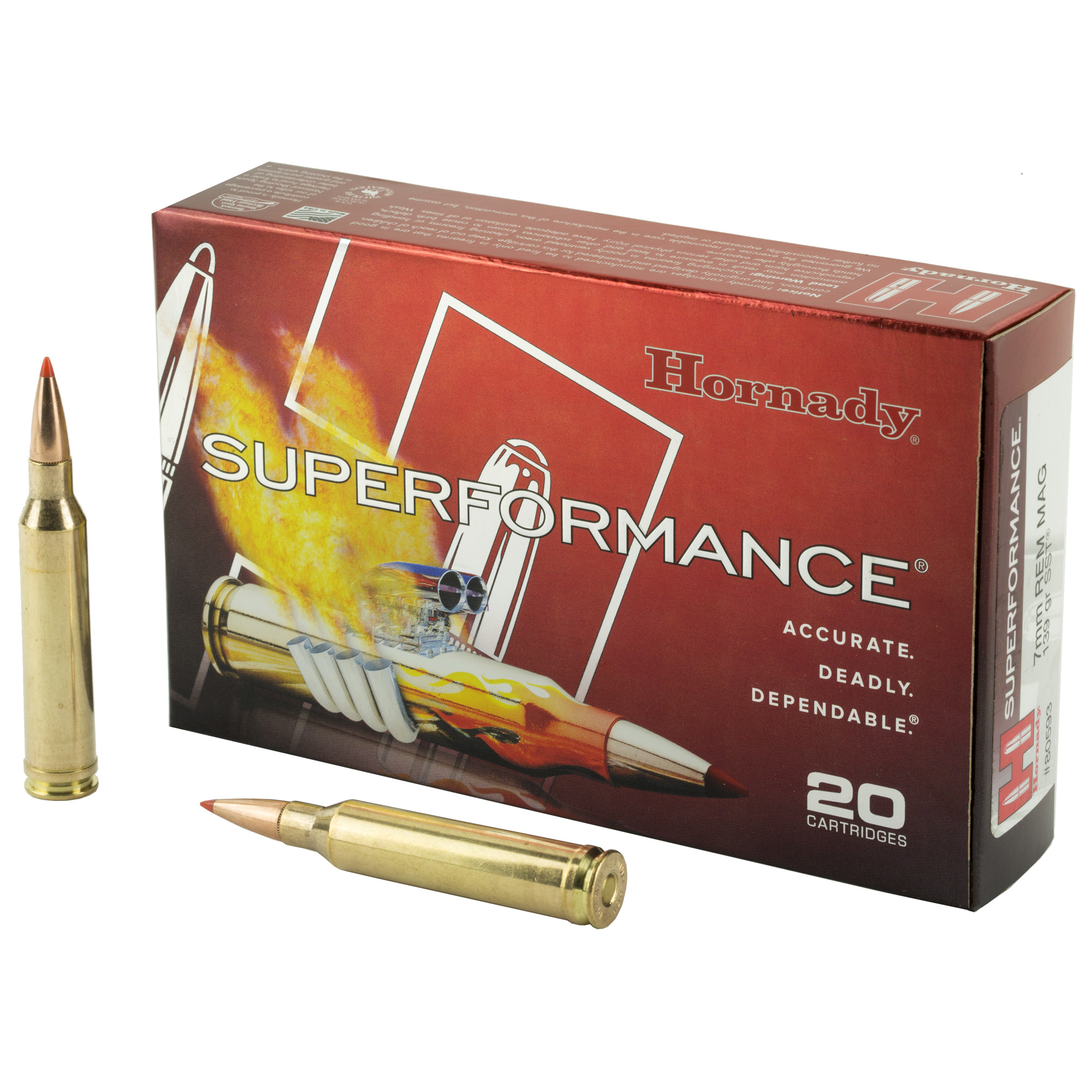 Hornady, Superformance, 7mm Remington Magnum, Super Shock Tip, 139 Grain, 20 Rounds