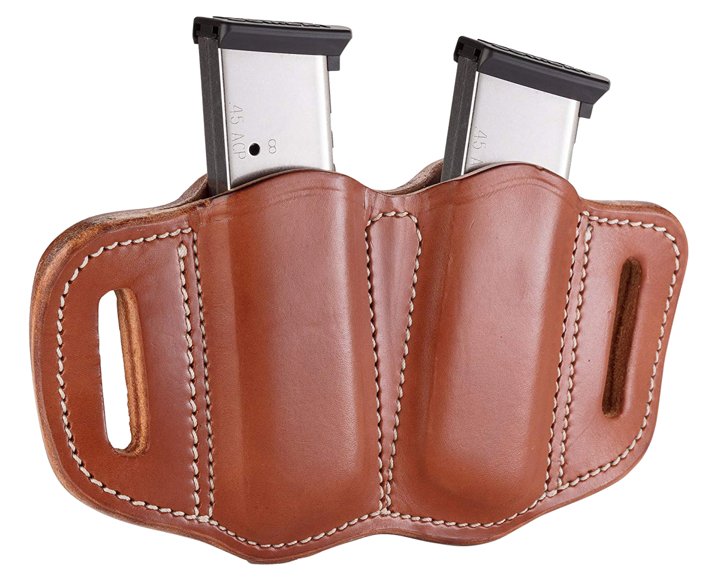 1791 Gunleather MAG21CBRA MAG2.1 Double Mag Holster Classic Brown Leather Belt Slide Belts 1.50" Wide Compatible w/ Single Stack Ambidextrous
