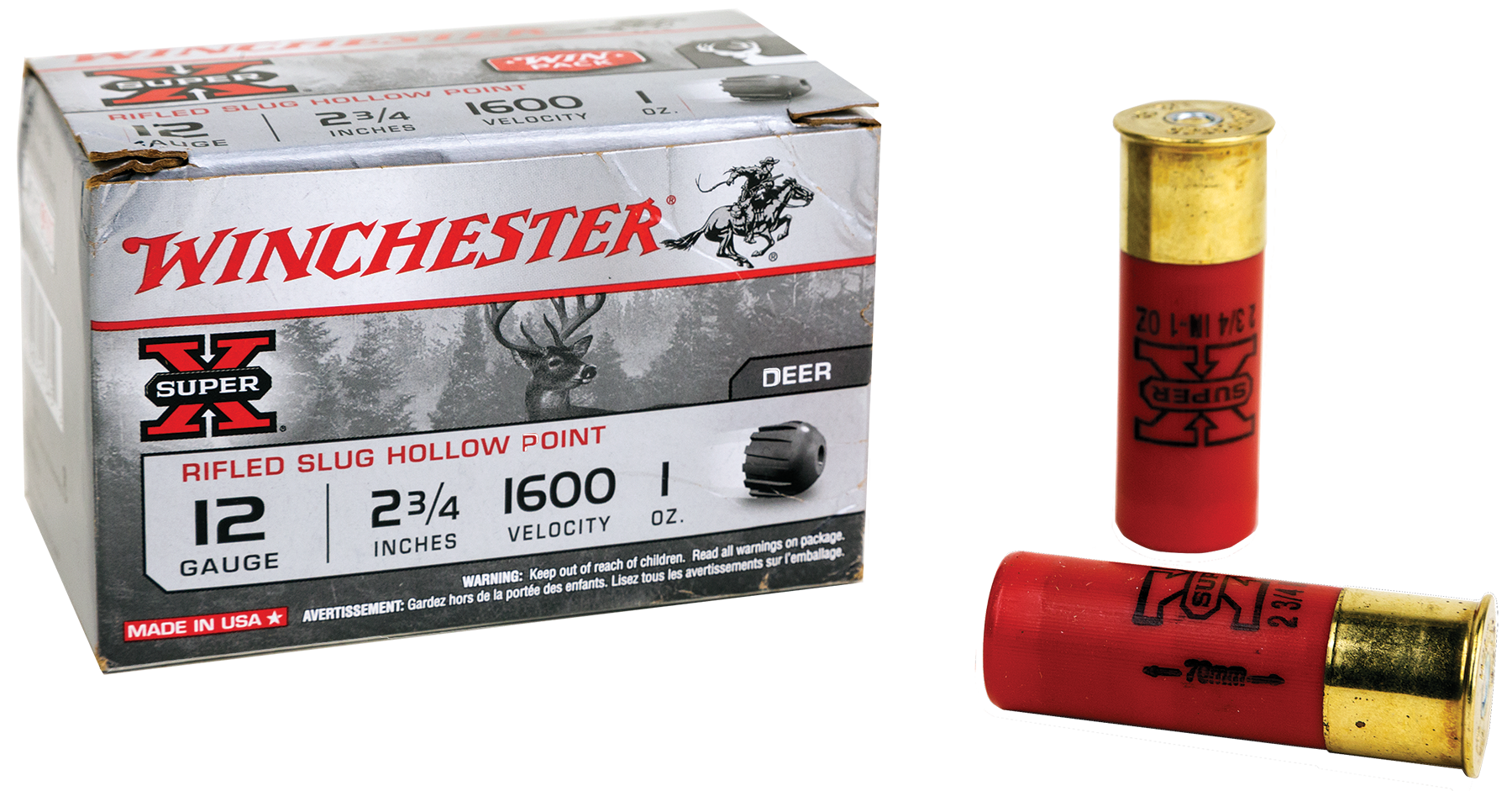 Winchester, Super-X Slug Hollow Point, 12 Gauge, Rifled Lead Slug, 1 oz, 15 Rounds