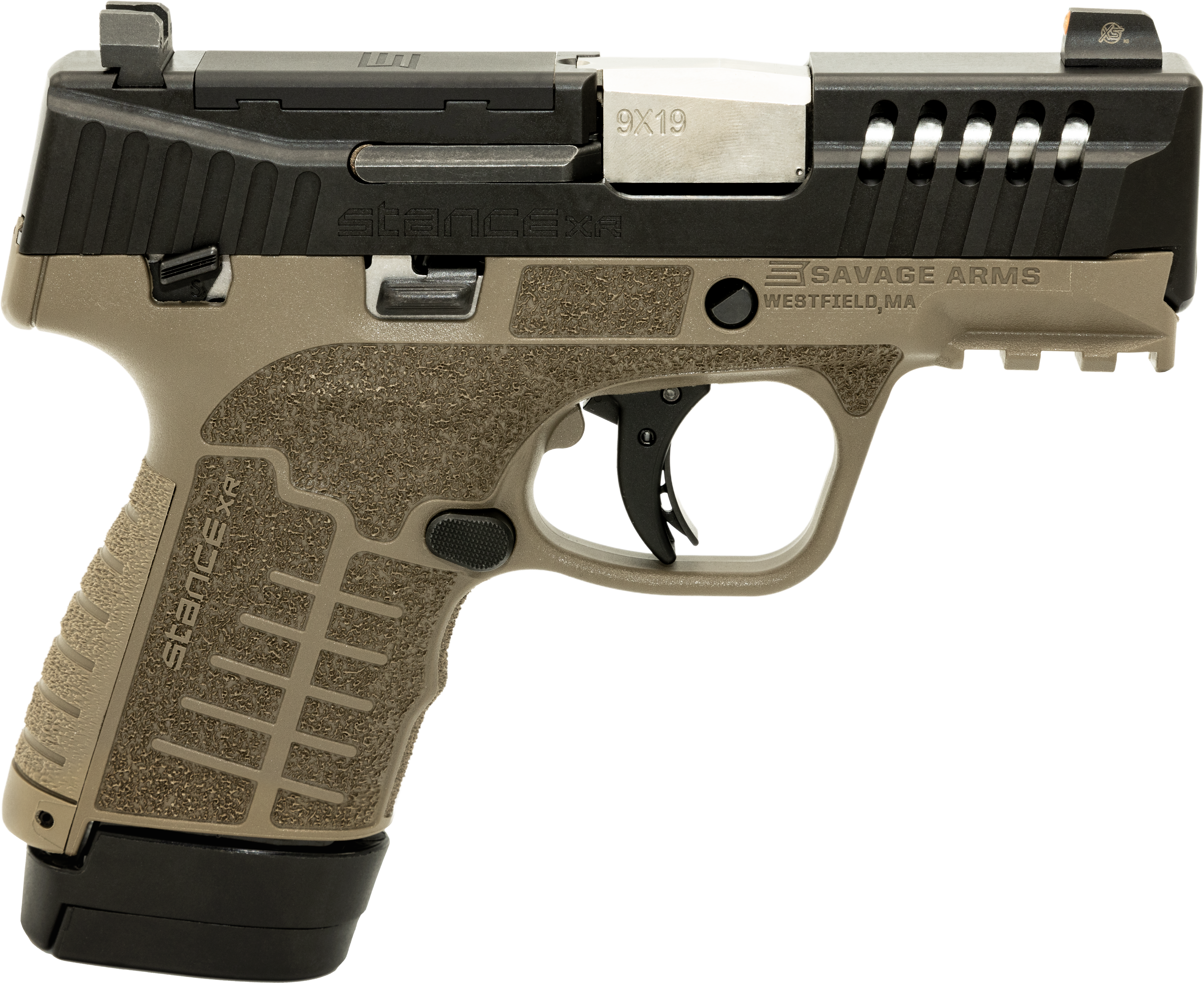 Savage Stance XR 9mm 3.20" 13+1 Ported Stainless Steel FDE Glass Filled Nylon Grip - 67056
