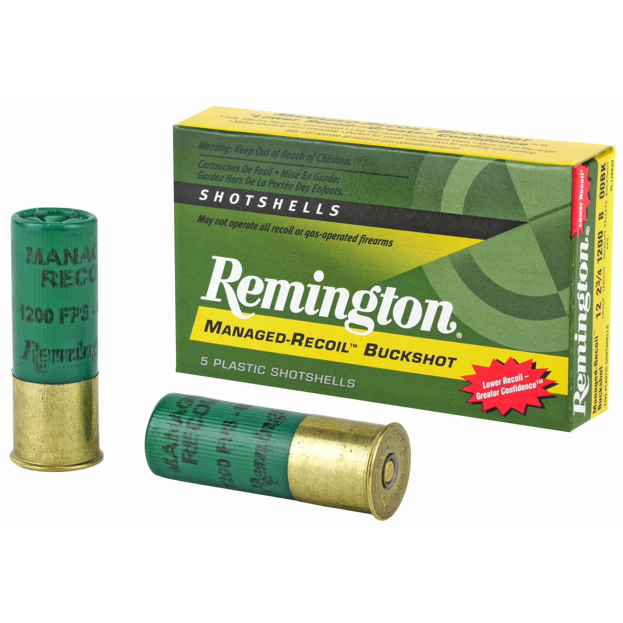 Remington Managed Recoil 12 Gauge 00 Buckshot 8 Pellet 5 Rounds