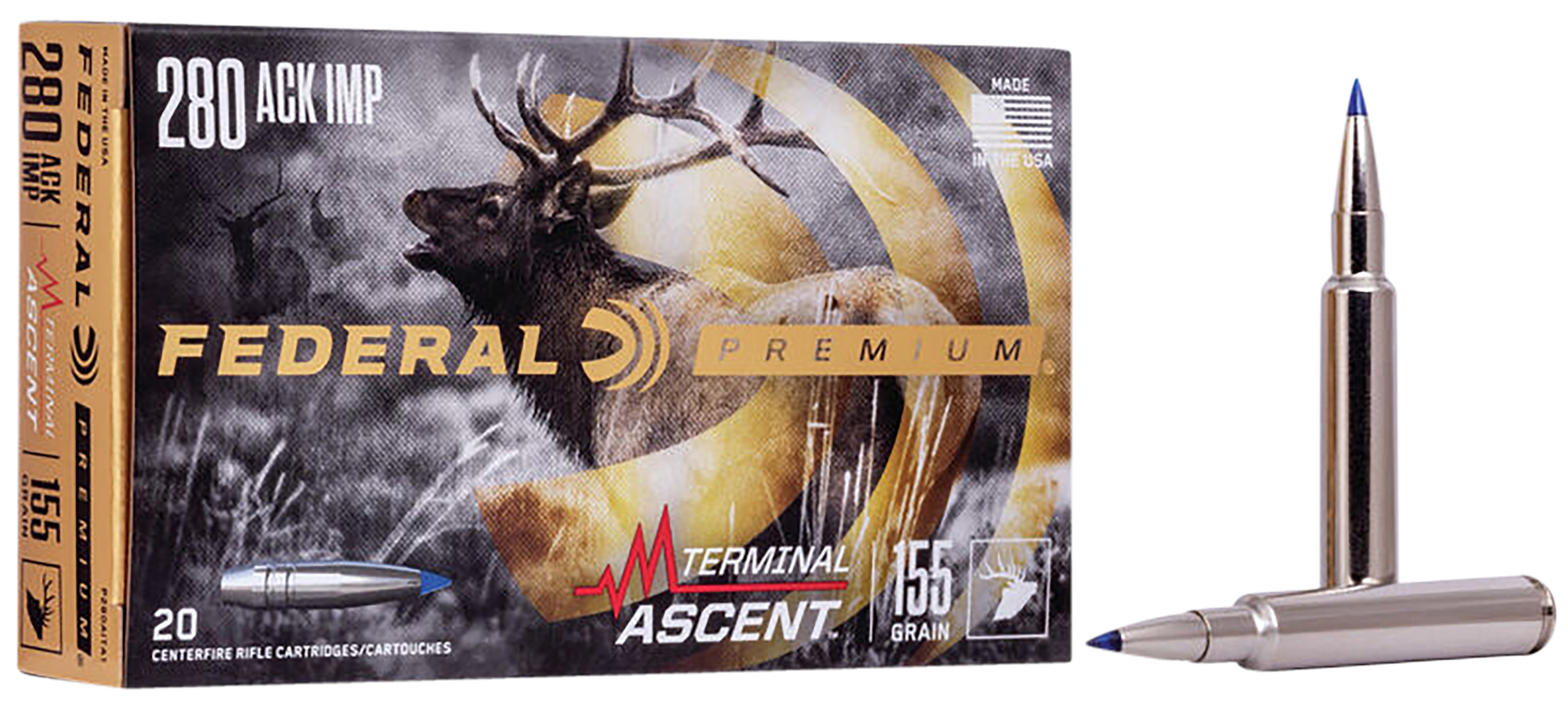 Federal Premium Terminal Ascent 280 Ackley Improved Bonded Hunting Bullet 155 Grain 20 Rounds
