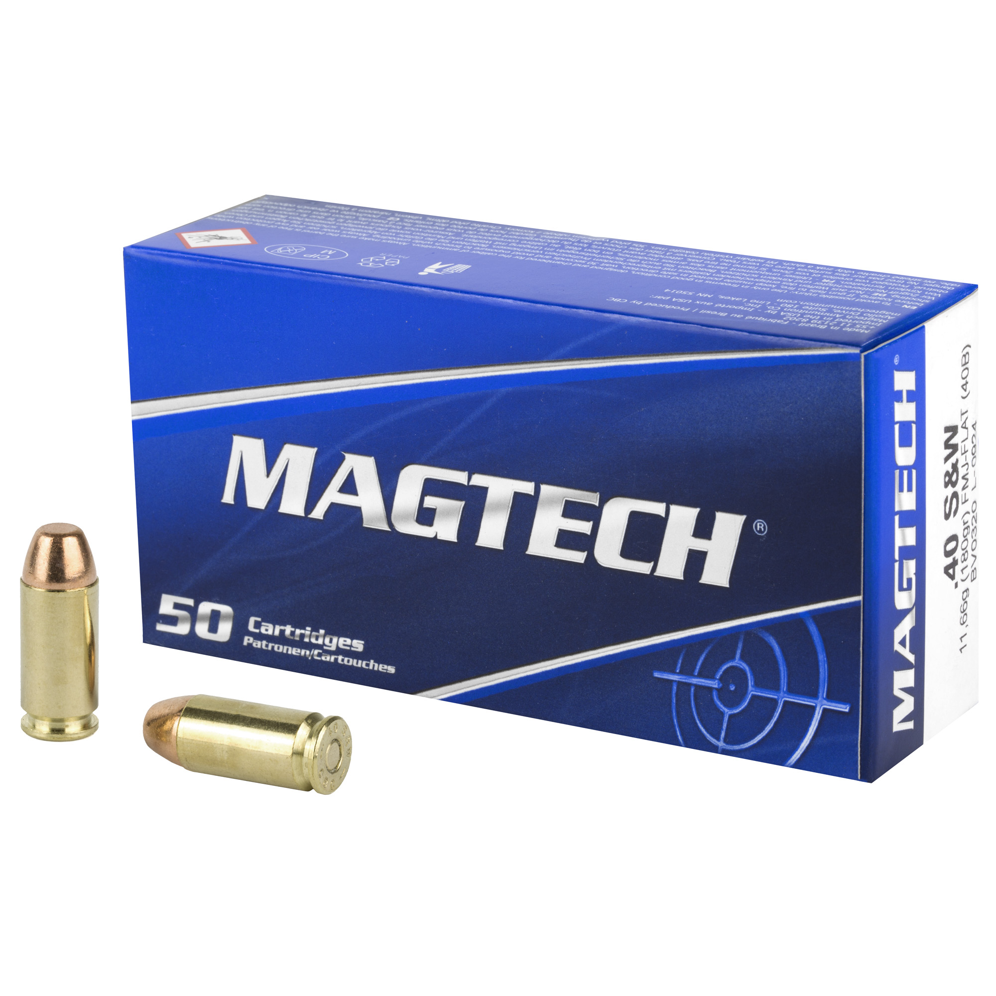 Magtech Range/Training, 40 S&w, Full Metal Jacket Flat Nose, 180 Grain, 50 Rounds